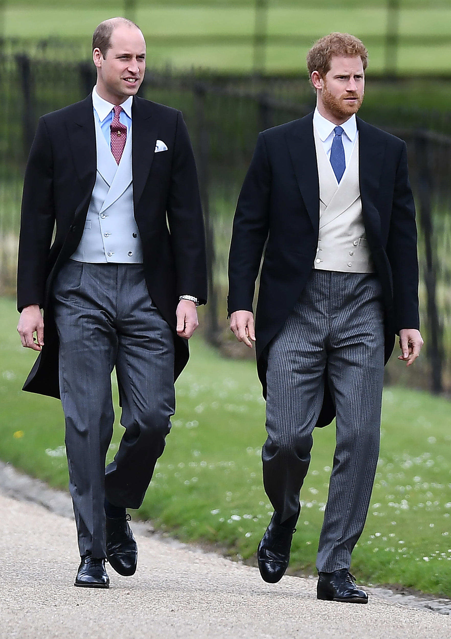 ENGLEFIELD GREEN, ENGLAND - MAY 20:  Britain's Prince Harry (R) and Britain's Prince William, Duke of Cambridge attend the wedding of Pippa Middleton and James Matthews at St Mark's Church on May 20, 2017 in Englefield Green, England.  (Photo by Justin Tallis - WPA Pool/Getty Images)