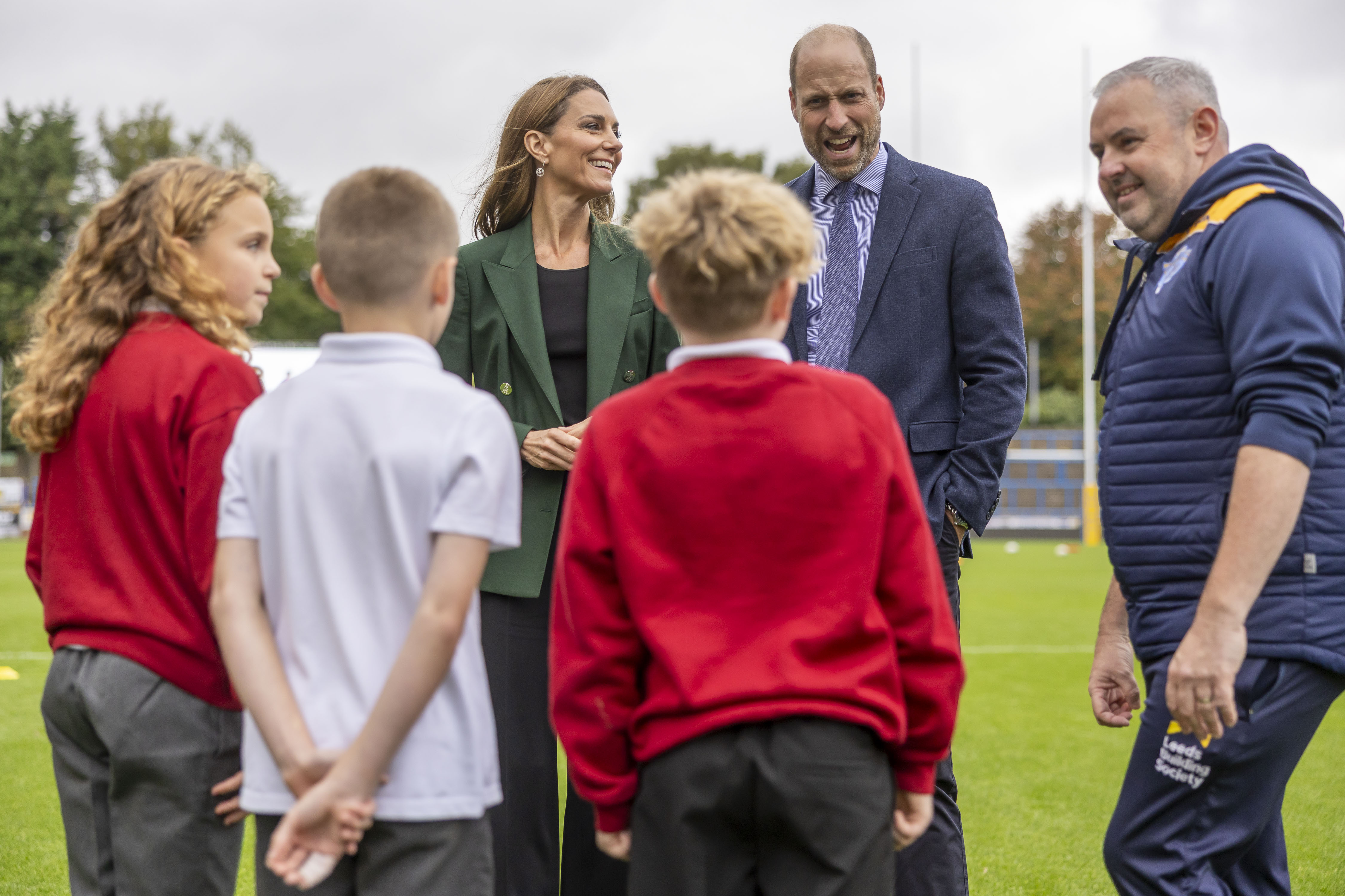 Prince William and Princess Kate during a visit to AMT Headingley Stadium, the home of the Leeds Rhinos rugby team where they learned how the club and the Leeds Rhinos Foundation are changing lives through the power of sport (Image Source: Getty Images |  James Glossop - WPA Pool)