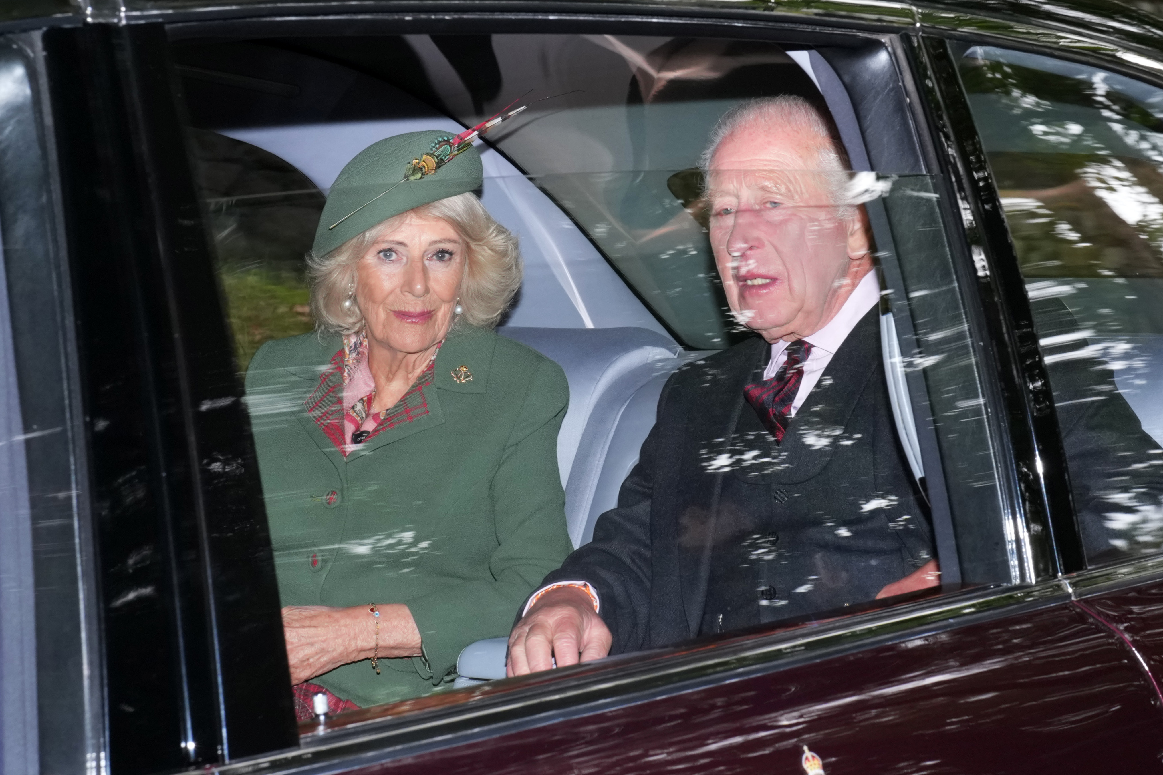 CRATHIE, ABERDEENSHIRE - AUGUST 23: King Charles III and Queen Camilla attend a service at Crathie Kirk Church on August 23, 2026 in Crathie, Aberdeenshire. Earlier this week, it was reported that Prince Harry, Duke of Sussex will move back to the United Kingdom with his family. (Photo by Peter Summers/Getty Images)
