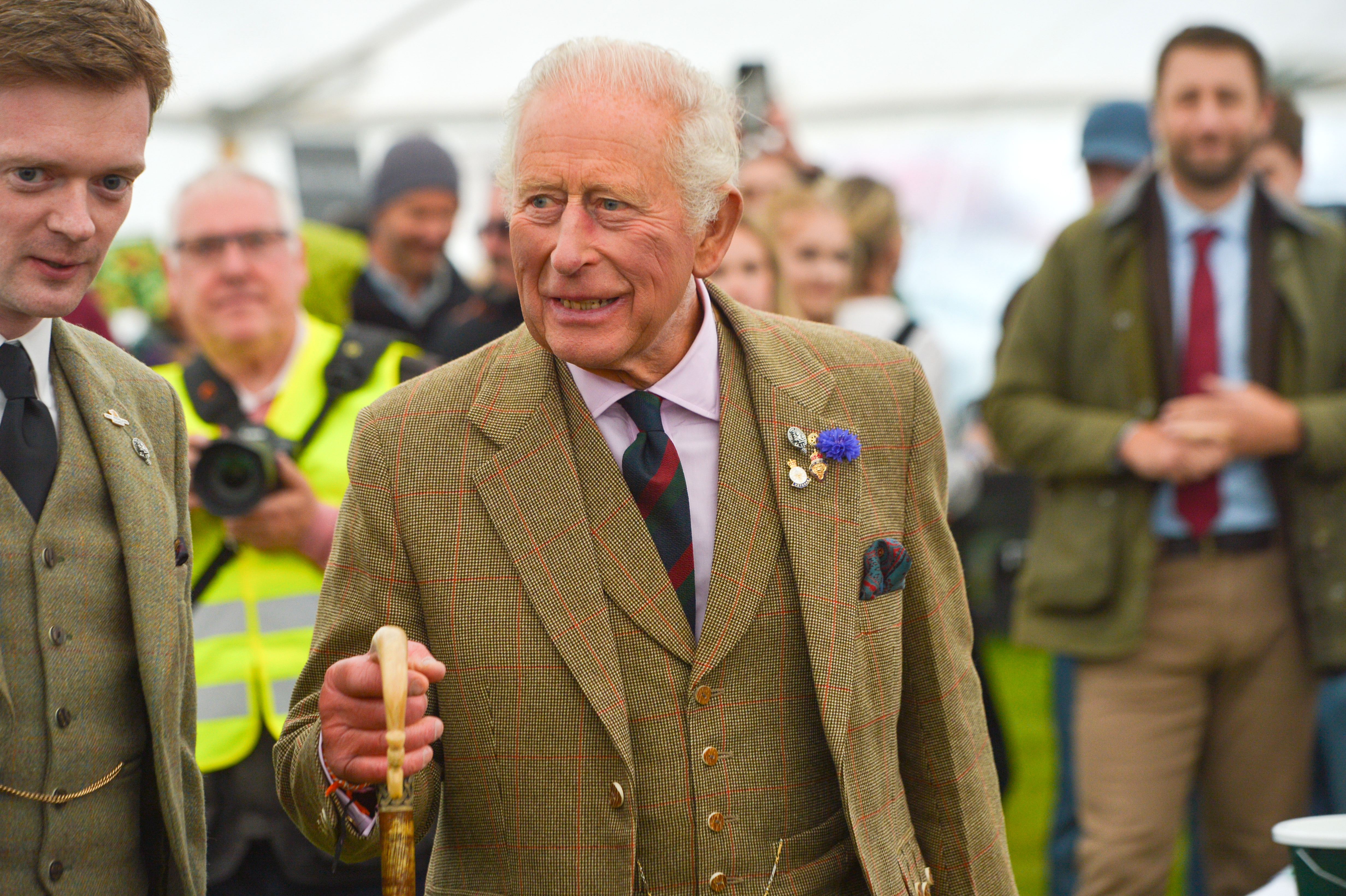 King Charles at the 2026 Mey Highland Games at John O'Groats Showground on August 01, 2026, in John O'Groats, Scotland. (Image Source: Getty Images | Martin Grimes)