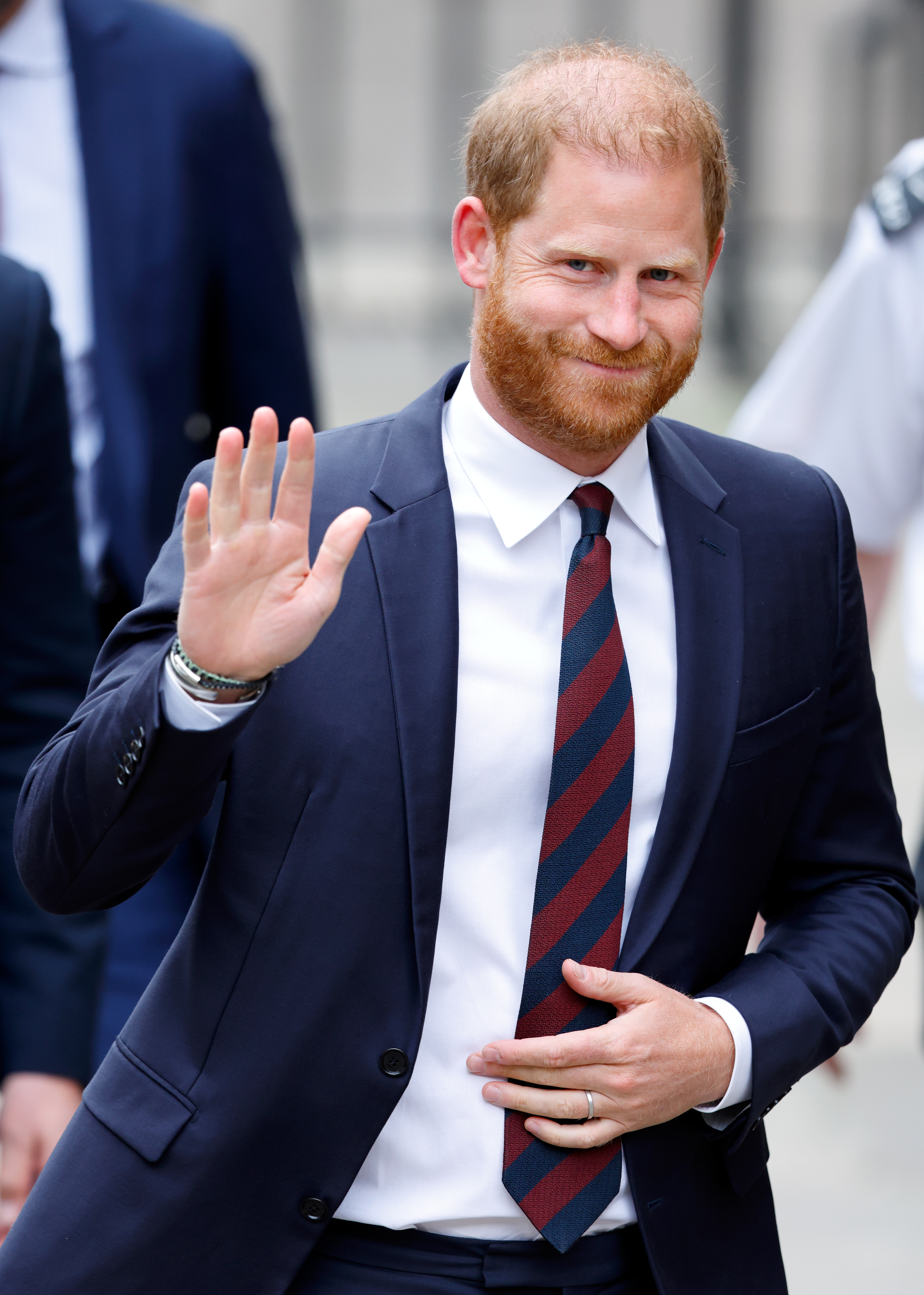 LONDON, UNITED KINGDOM - APRIL 09: (EMBARGOED FOR PUBLICATION IN UK NEWSPAPERS UNTIL 24 HOURS AFTER CREATE DATE AND TIME) Prince Harry, Duke of Sussex (wearing a Household Division regimental tie) attends day 2 of a Court of Appeal hearing regarding his security at the Royal Courts of Justice on April 9, 2025 in London, England. Prince Harry is appealing a previous High Court ruling based on a decision made by the Royal and VIP Executive Committee (RAVEC) to downgrade the level of security he receives whilst visiting the UK after stepping back from being a full time working member of the royal family. (Photo by Max Mumby/Indigo/Getty Images)