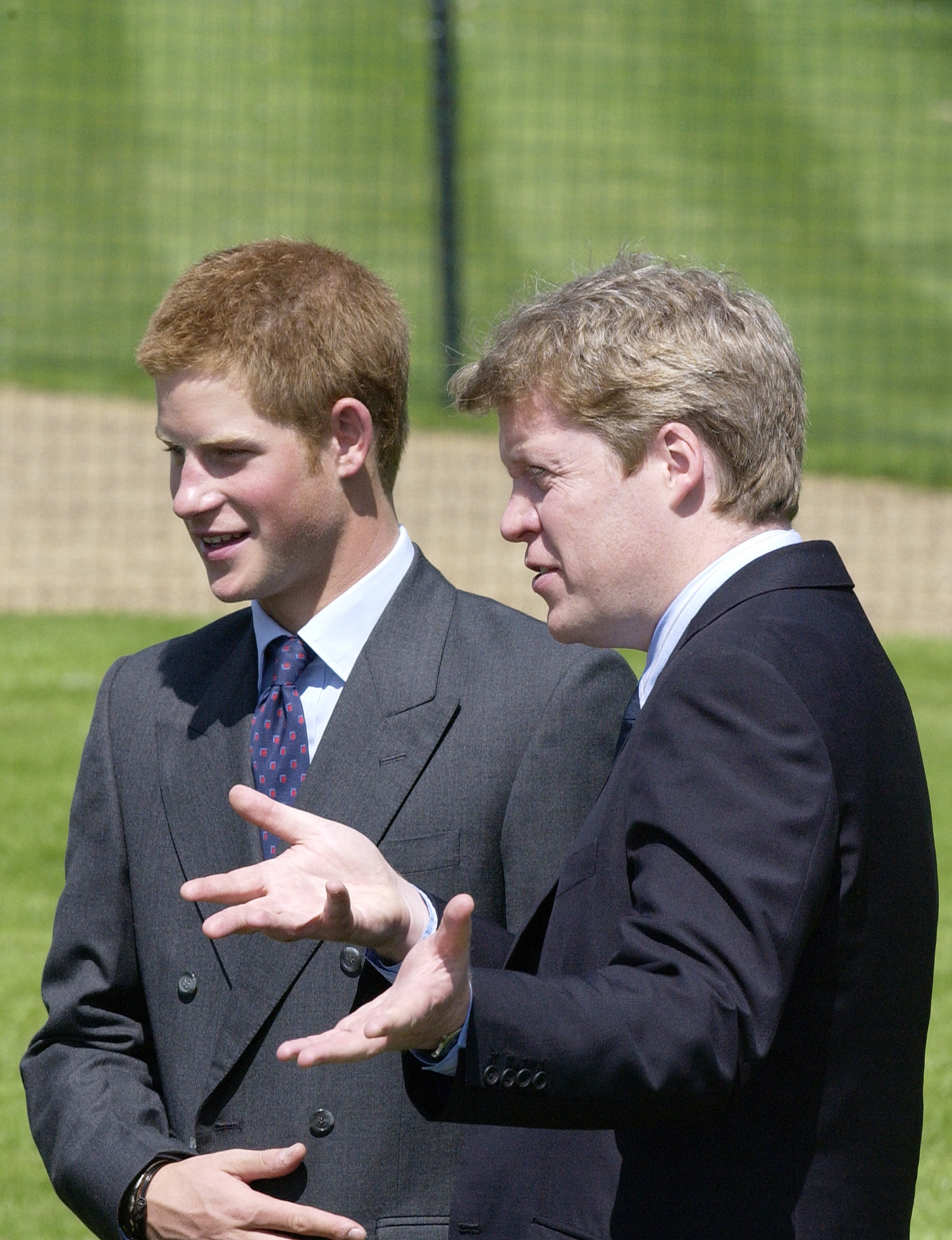 Prince Harry Chats With Diana's Brother Charles Earl Spencer And His Wife Caroline Countess Spencer And Lady Sarah Mccorquodale At The Opening Of The Fountain Built In Memory Of Diana, Princess Of Wales, In London's Hyde Park.  (Photo by Tim Graham Photo Library via Getty Images)