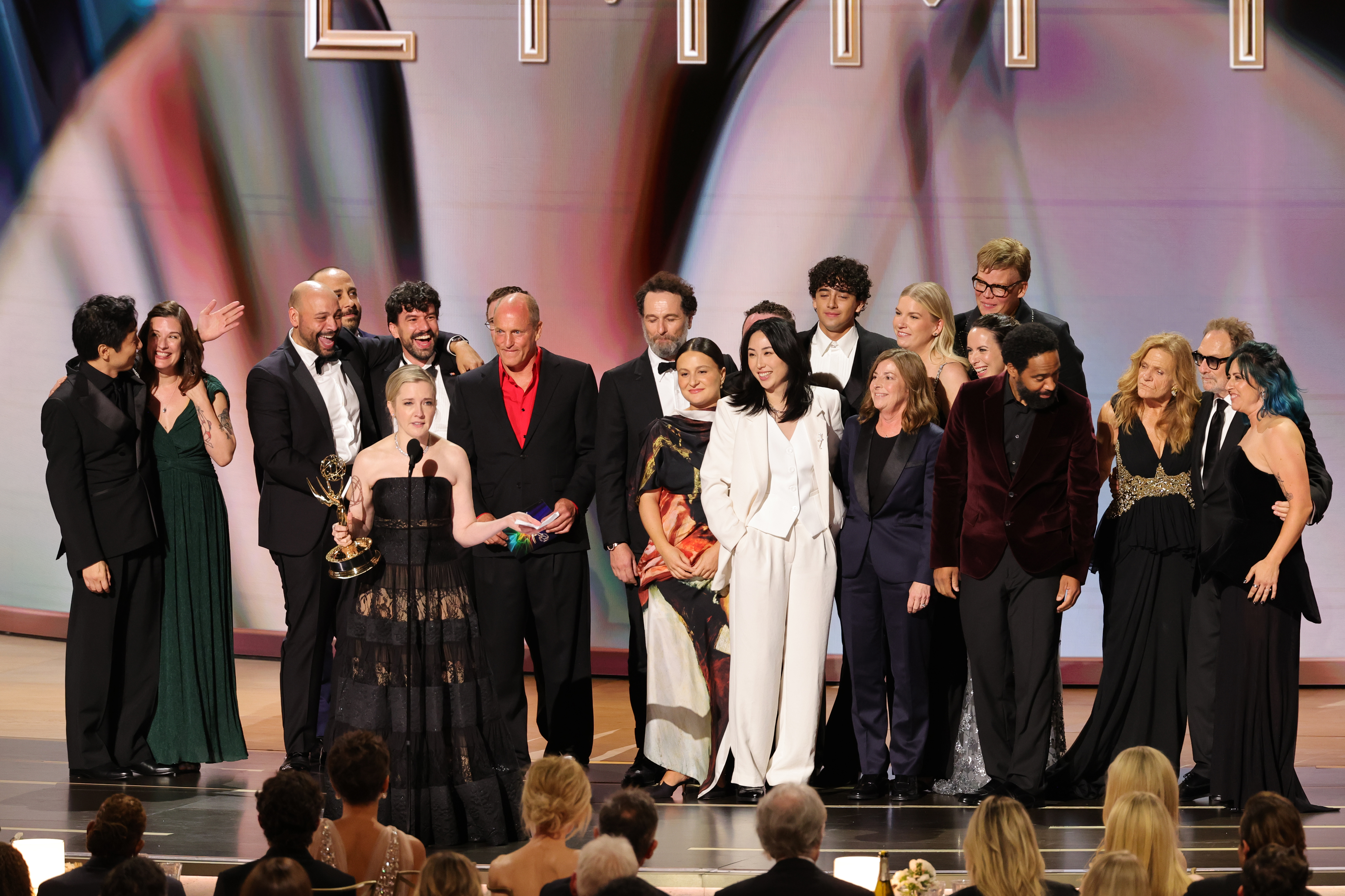 LOS ANGELES, CALIFORNIA - SEPTEMBER 14: Katie Dippold and cast/crew accept the Outstanding Comedy Series Award for