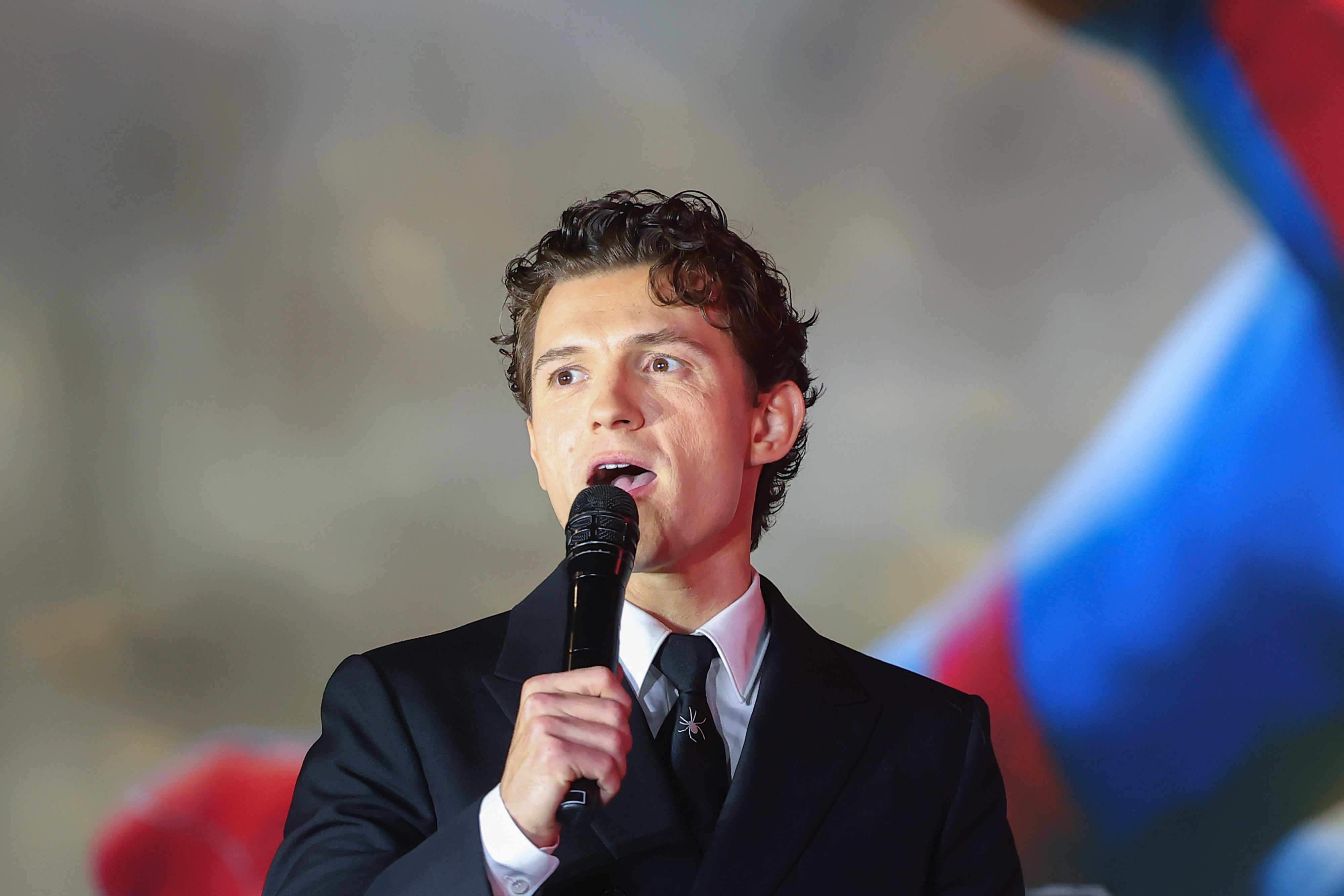 MEXICO CITY, MEXICO - JULY 20: Tom Holland speaks during the