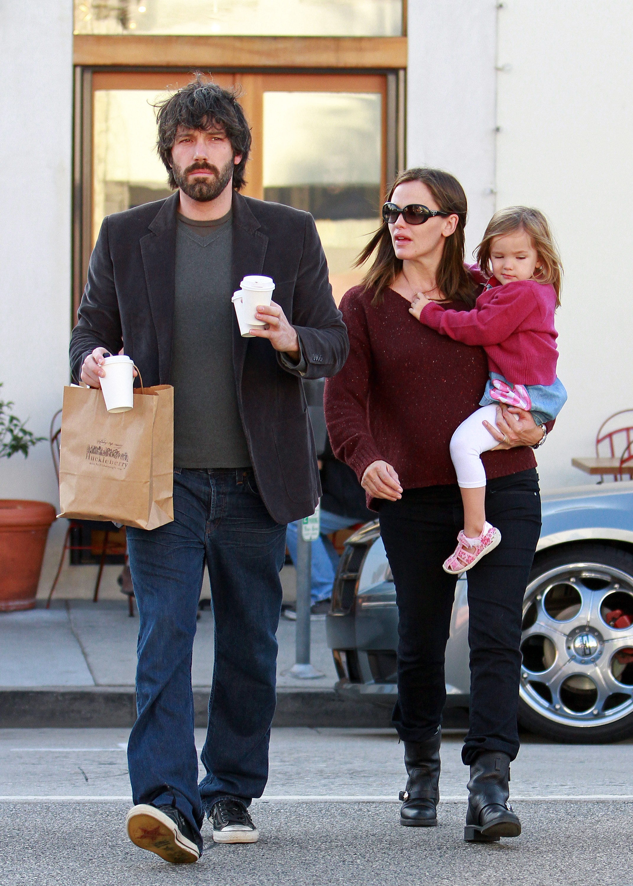 LOS ANGELES, CA - OCTOBER 26:  Ben Affleck, Jennifer Garner and Seraphina Affleck are seen in Santa Monica on October 26, 2011 in Los Angeles, California. (Photo by JB Lacroix/WireImage)