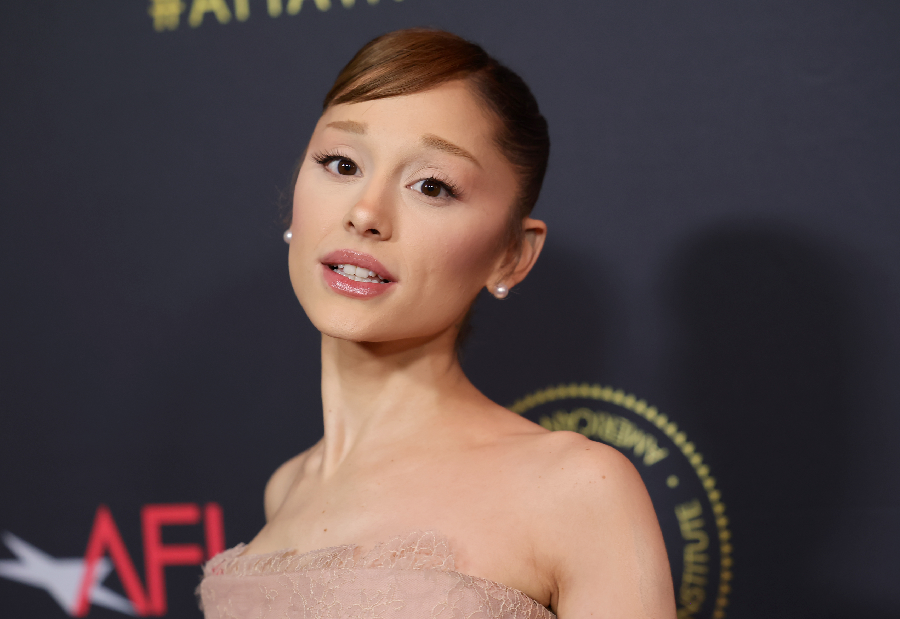 LOS ANGELES, CALIFORNIA - JANUARY 09: Ariana Grande attends the AFI Awards Luncheon at the Four Seasons Hotel Los Angeles at Beverly Hills on January 09, 2026 in Los Angeles, California.  (Photo by Emma McIntyre/WireImage)