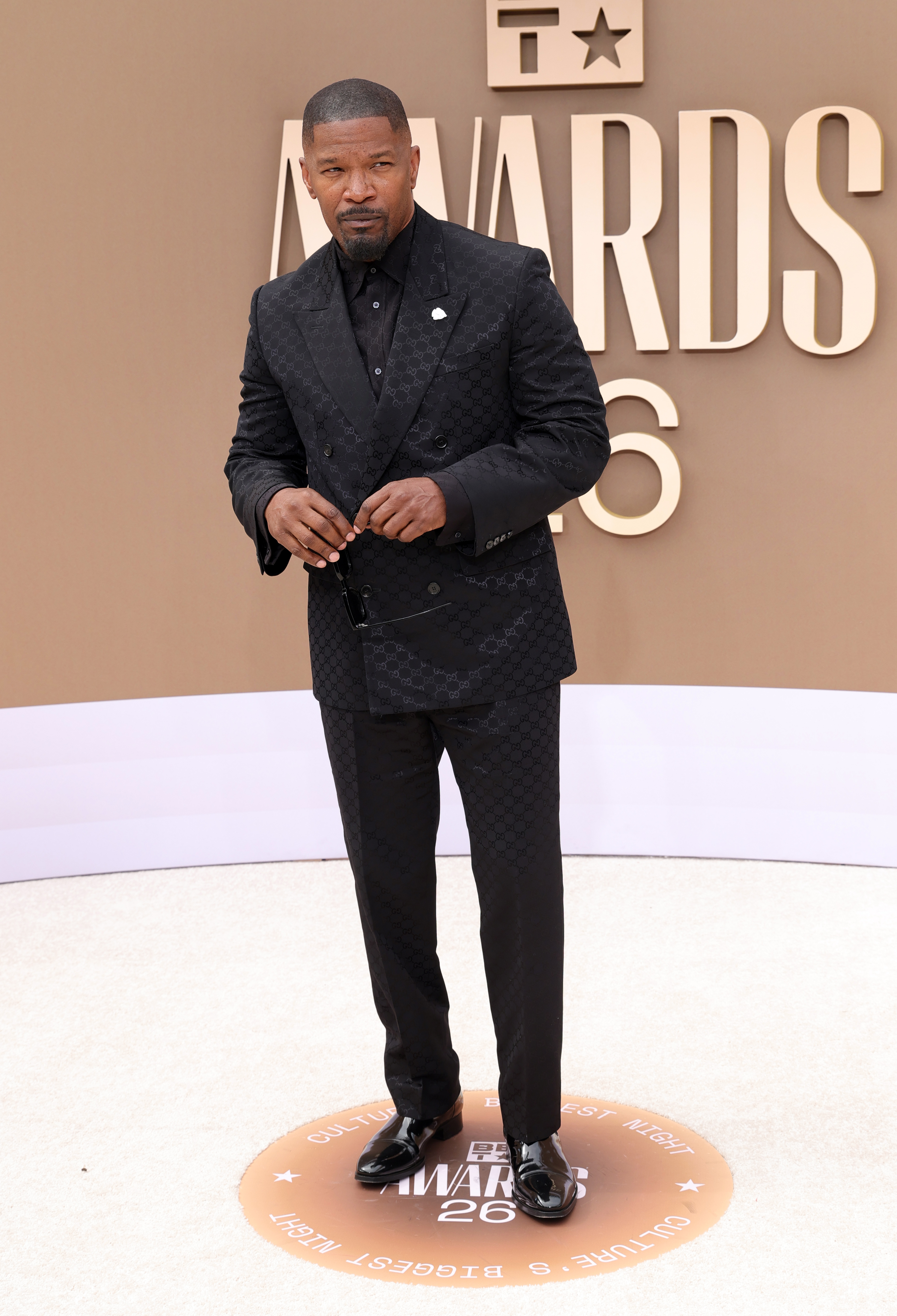 LOS ANGELES, CALIFORNIA - JUNE 28: Jamie Foxx attends the 2026 BET Awards at Peacock Theater on June 28, 2026 in Los Angeles, California.  (Photo by Frazer Harrison/Getty Images)