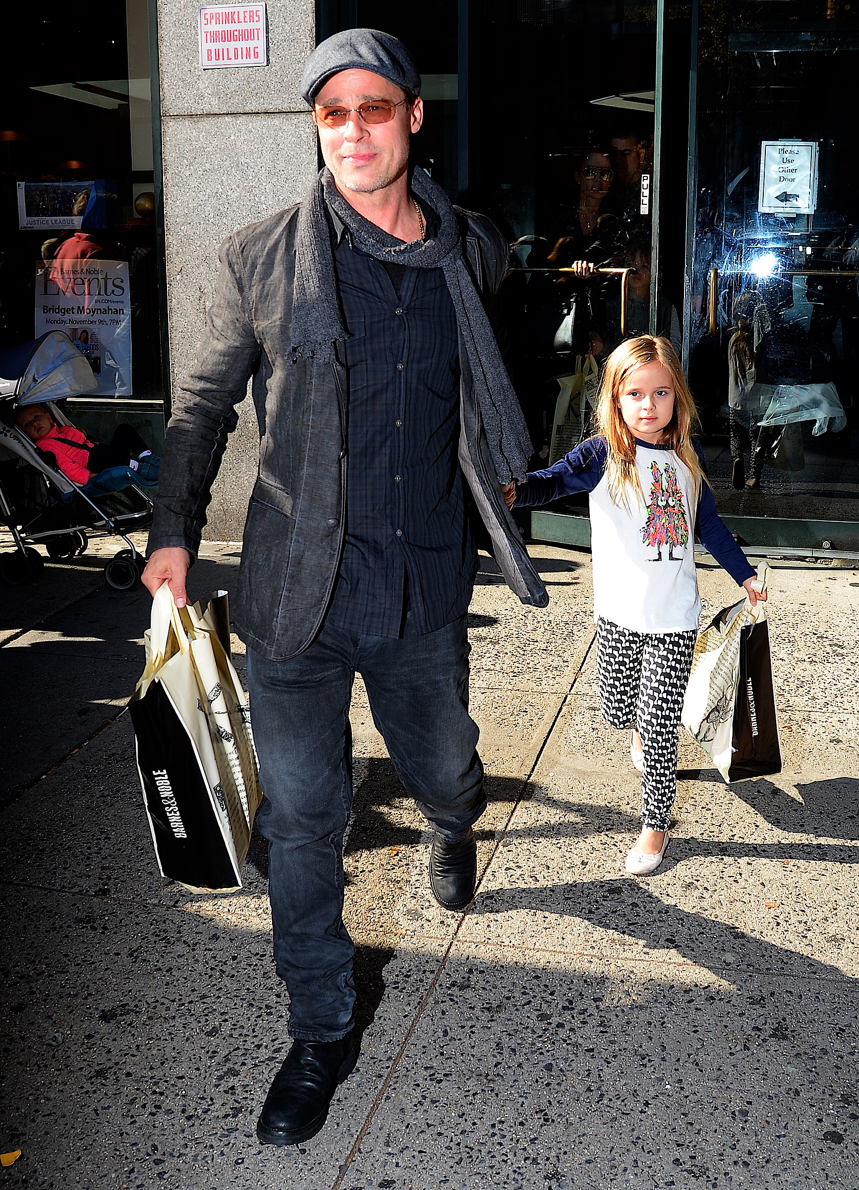 NEW YORK, NY - NOVEMBER 03:  Actor Brad Pitt and Vivienne Jolie-Pitt is seen coming  of