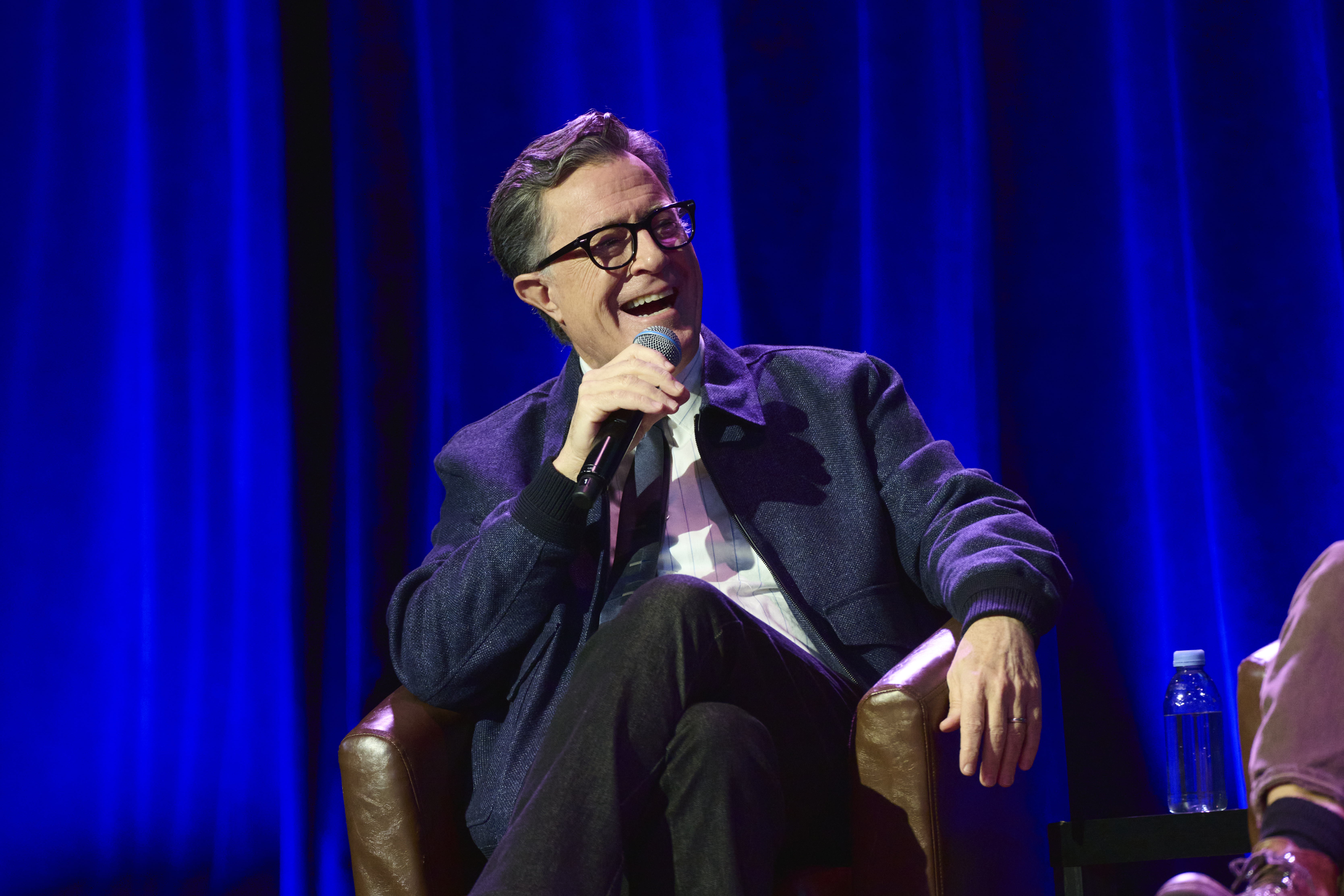NEW YORK, NEW YORK - NOVEMBER 08: Stephen Colbert speaks onstage during the Celebration Of The 25th Anniversary Of The Cancellation Of