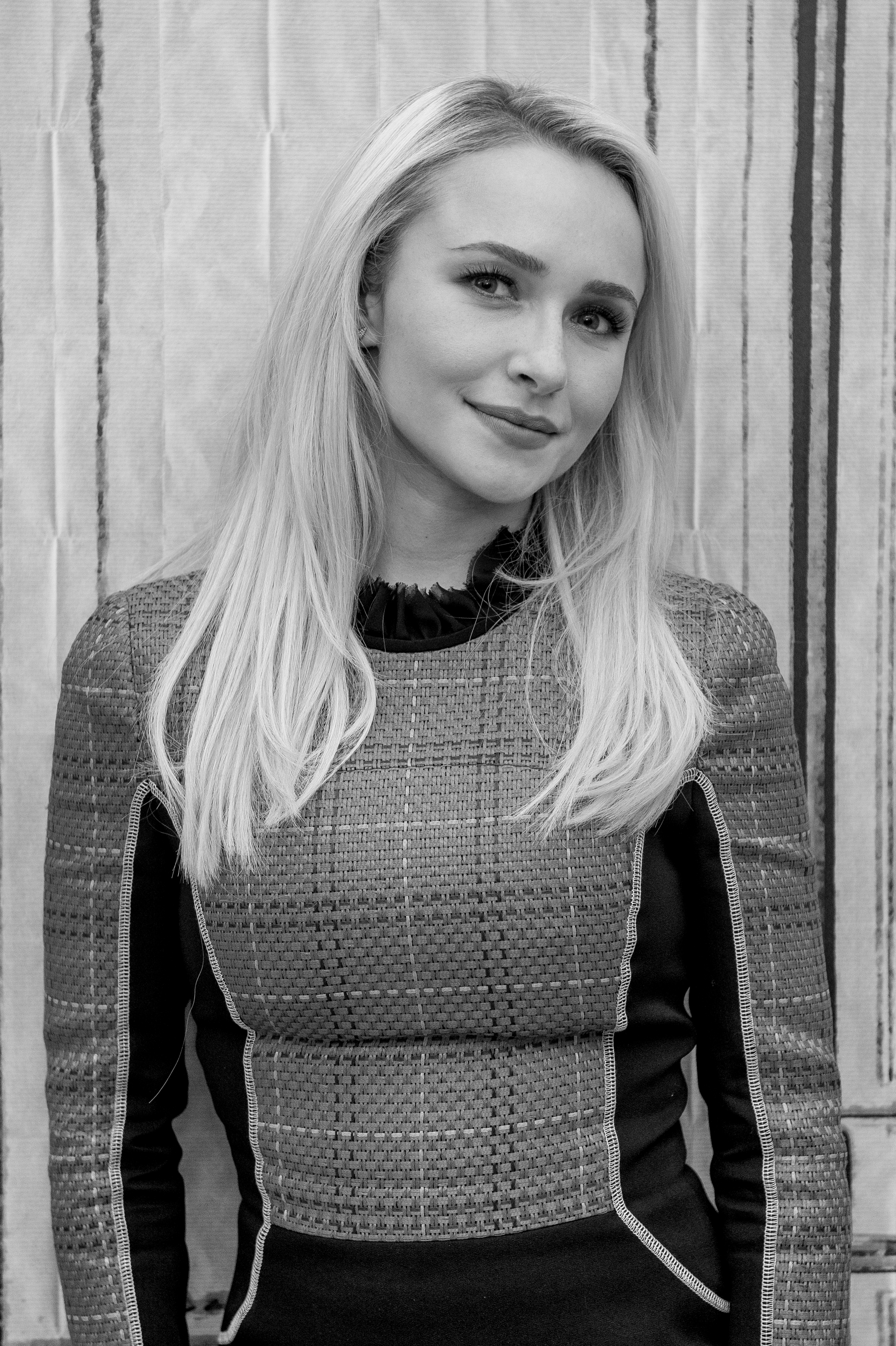 NEW YORK, NY - JANUARY 05:  (EDITORS NOTE: Image has been converted to black and white.) Hayden Panettiere discusses