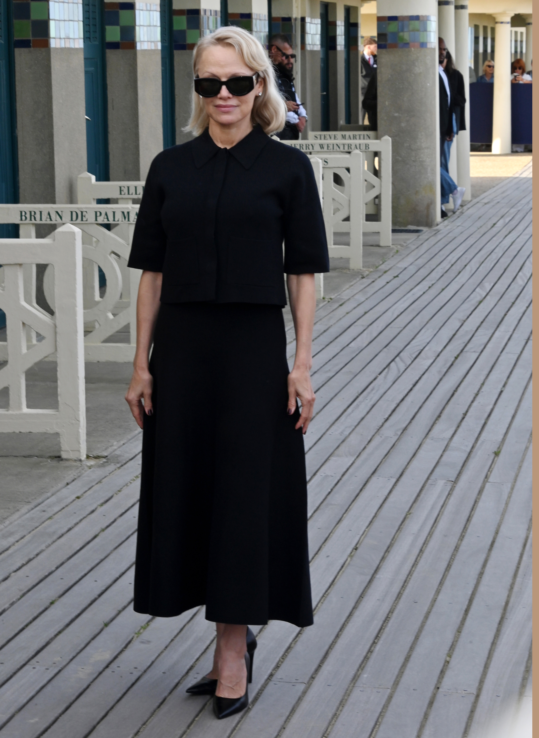 DEAUVILLE, FRANCE - SEPTEMBER 06: Pamela Anderson attends Pamela Anderson's photocall during the 51st Deauville American Film Festival on September 06, 2025 in Deauville, France.  (Photo by Foc Kan/WireImage)