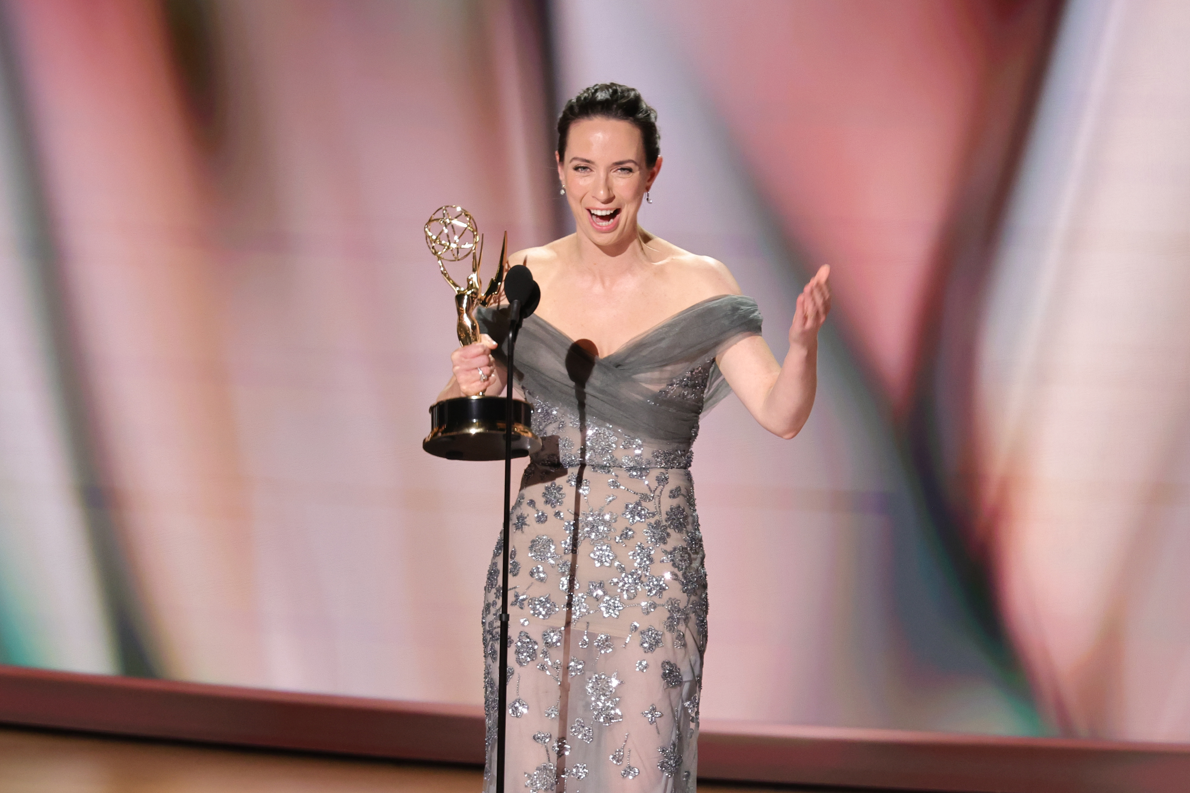 LOS ANGELES, CALIFORNIA - SEPTEMBER 14: Kate O'Flynn accepts the Outstanding Supporting Actress in a Comedy Series Award for