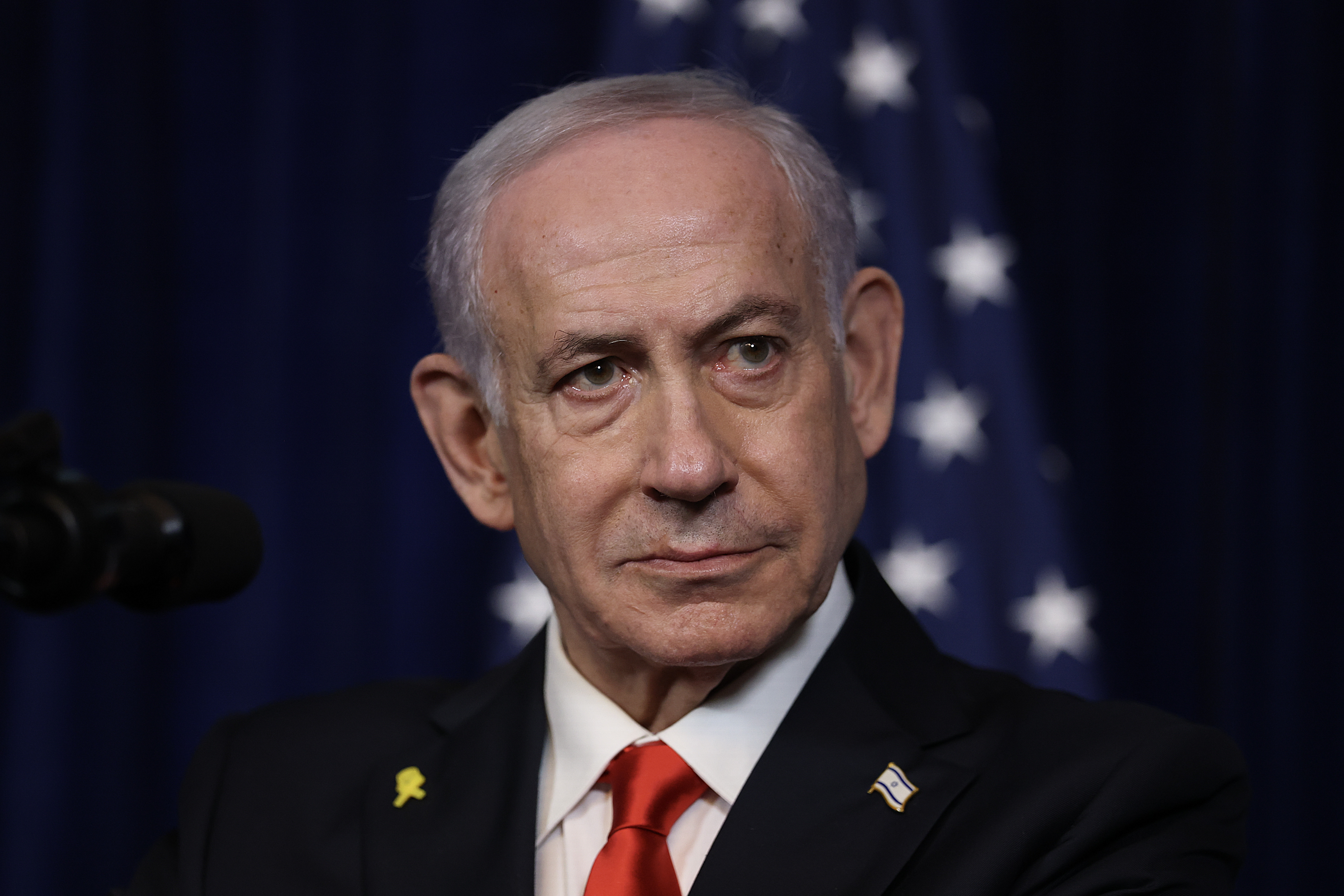 Israeli Prime Minister Benjamin Netanyahu holds a press conference with U.S. President Donald Trump at Mar-a-Lago on December 29, 2025 in Palm Beach, Florida.  (Image Source: Getty Images | Photo by Joe Raedle)