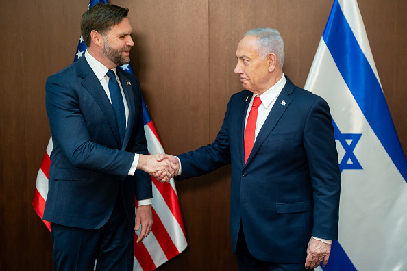 U.S. Vice President J.D. Vance, meets with Israeli Prime Minister Benjamin Netanyahu at the Prime Minister's Office on October 22, 2025 in Jerusalem, Israel. Vance is meeting with Prime Minister...