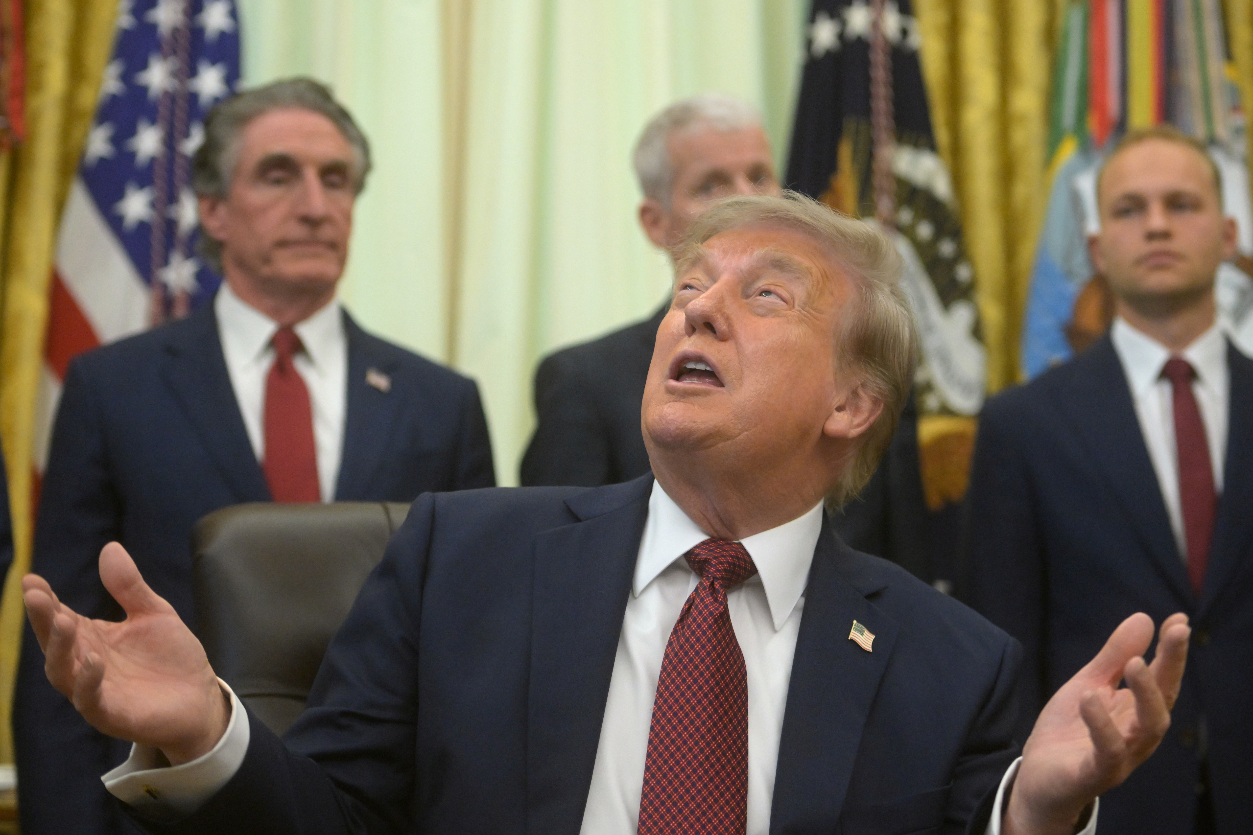 President Donald Trump speaks in the Oval Office of the White House, Friday, July 24, 2026, in Washington. (AP Photo/Rod Lamkey, Jr.)