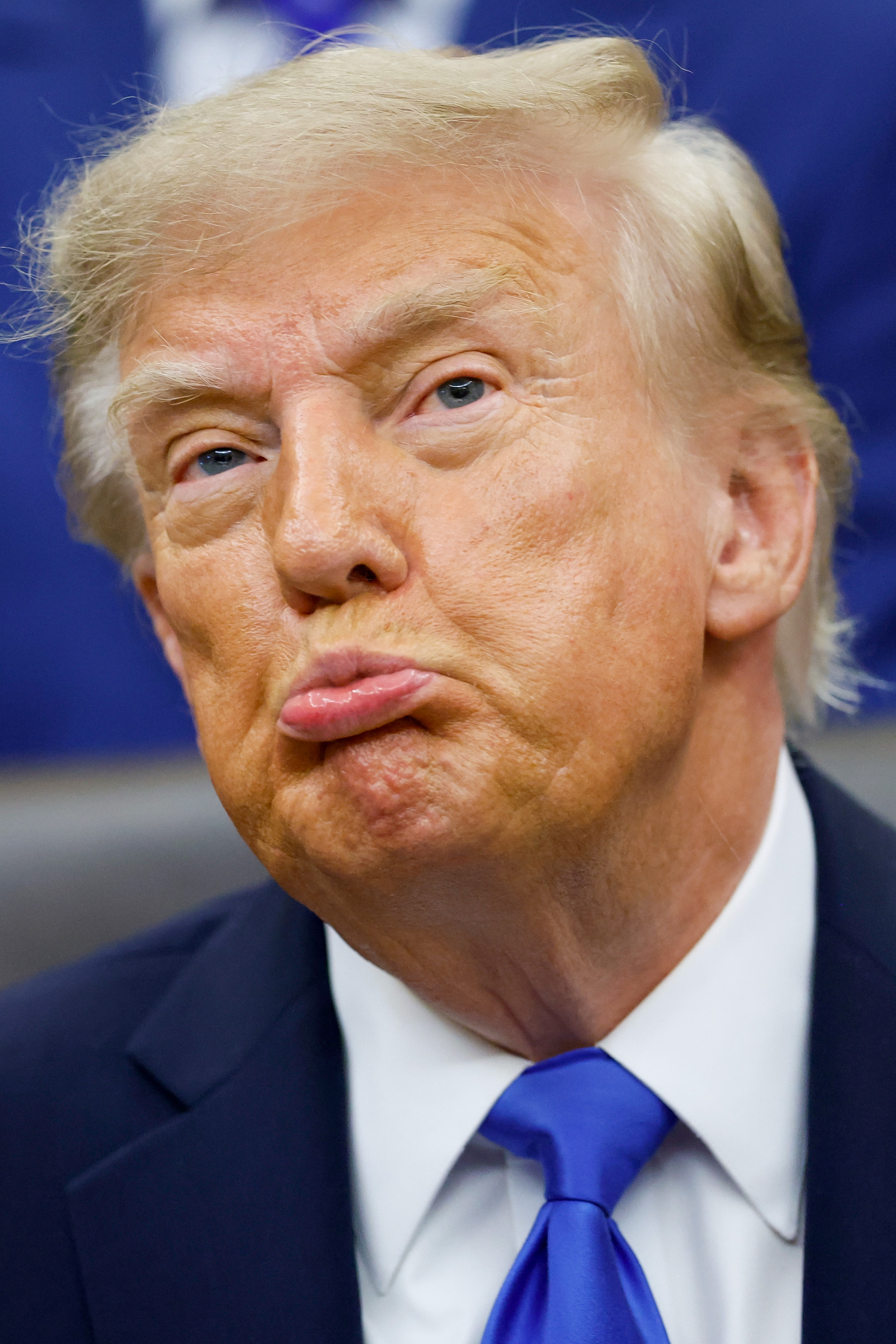 WASHINGTON, DC - SEPTEMBER 02: U.S. President Donald Trump reacts during a meeting with U.S. travel executives in the Oval Office of the White House on September 02, 2026 in Washington, DC. President Trump met with executives from travel companies including American Airlines, Marriott, MGM Resorts, Carnival, Caesars Entertainment, Hard Rock International, Venetian, and Raffles & Fairmont. (Photo by Kevin Dietsch/Getty Images)