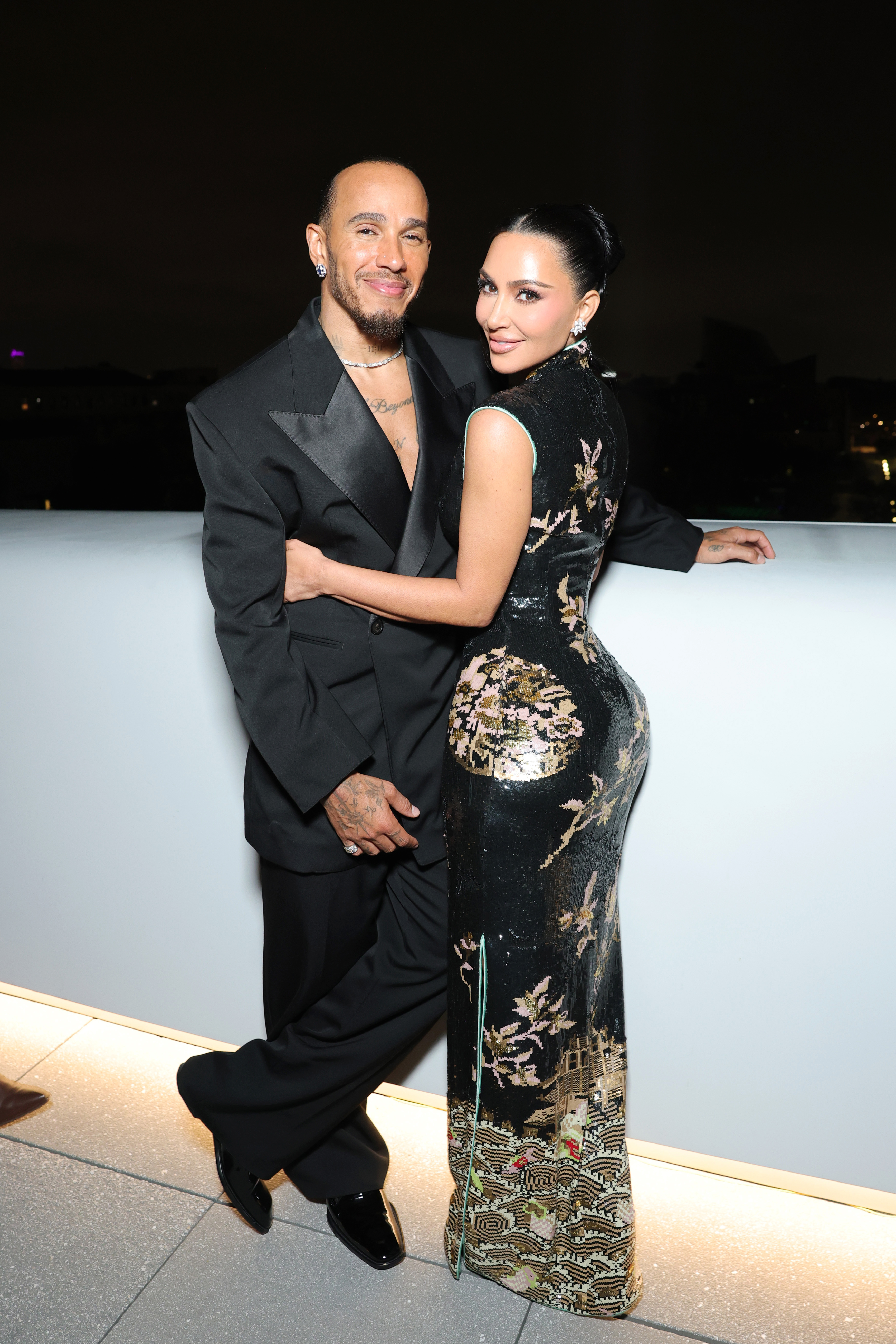 LOS ANGELES, CALIFORNIA - SEPTEMBER 19: (L-R) Lewis Hamilton and Kim Kardashian attend the Lucas Museum of Narrative Art Opening Night at Lucas Museum of Narrative Art on September 19, 2026 in Los Angeles, California. (Photo by Stefanie Keenan/Getty Images for Lucas Museum of Narrative Art)