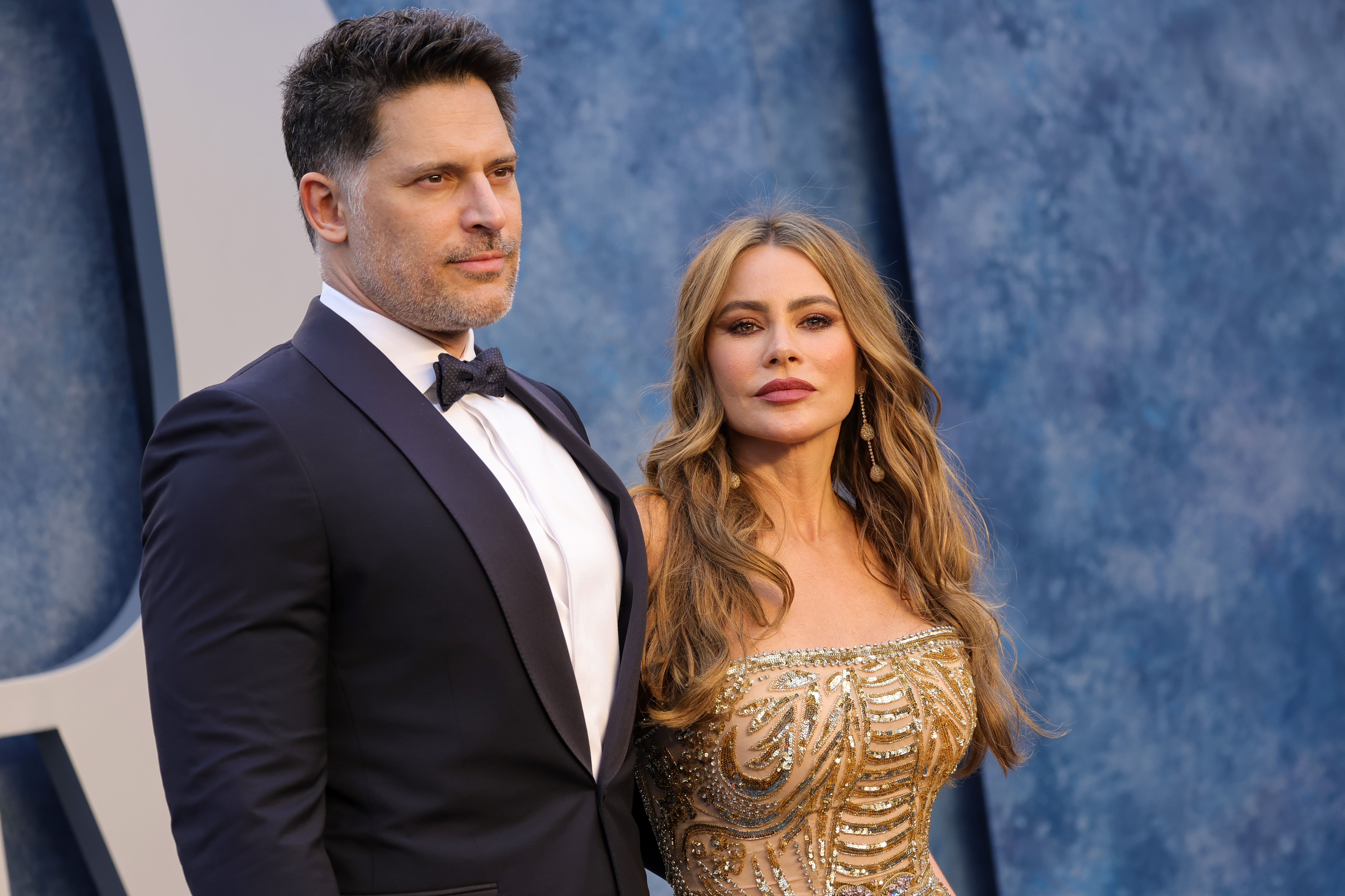 BEVERLY HILLS, CALIFORNIA - MARCH 12: (L-R) Joe Manganiello  and Sofía Vergara attend the 2023 Vanity Fair Oscar Party Hosted By Radhika Jones at Wallis Annenberg Center for the Performing Arts on March 12, 2023 in Beverly Hills, California. (Photo by Amy Sussman/Getty Images)