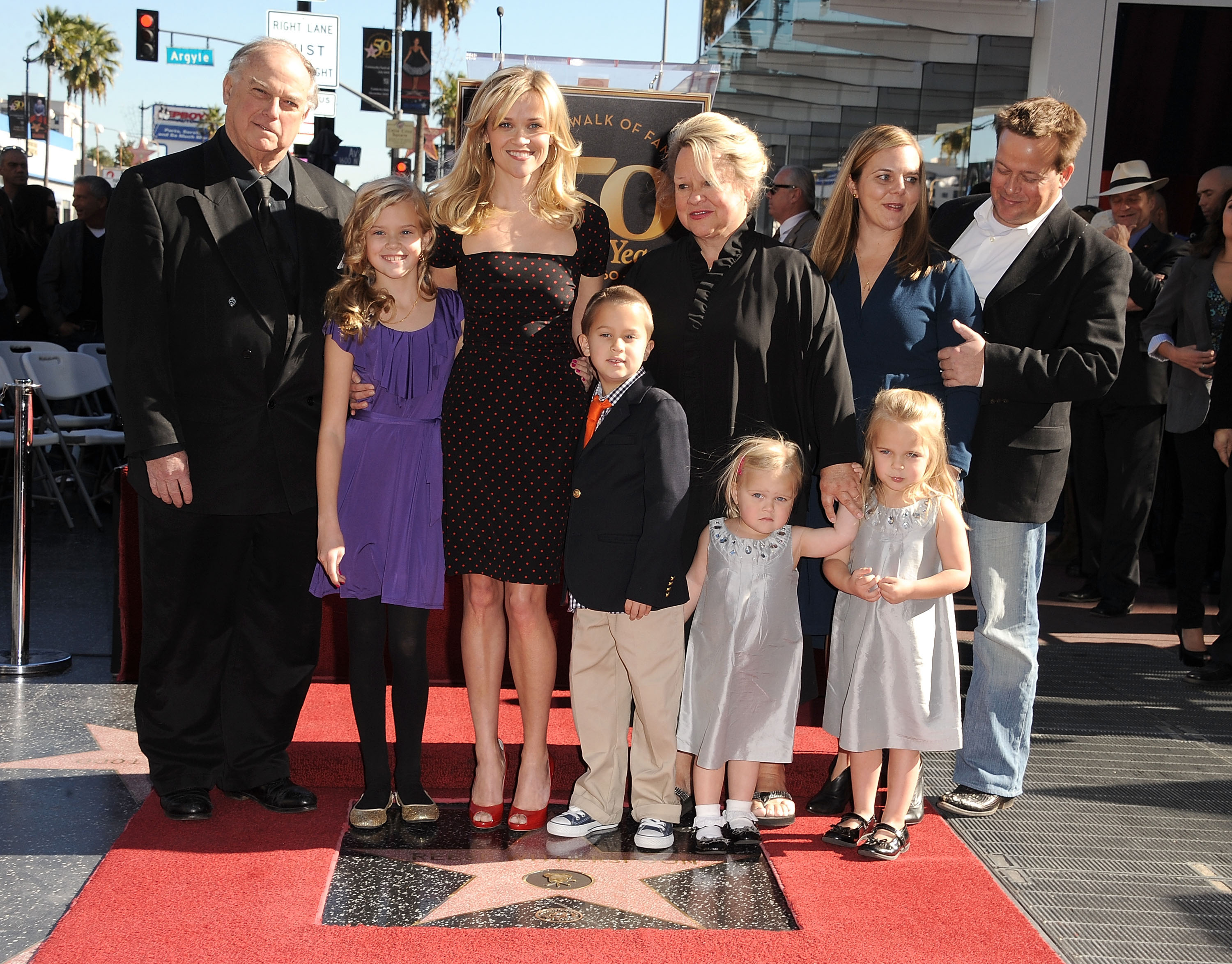 Reese Witherspoon and Family attends the Reese Witherspoon Hollywood Walk Of Fame Star Induction Ceremony on December 1, 2010 in Hollywood, California.