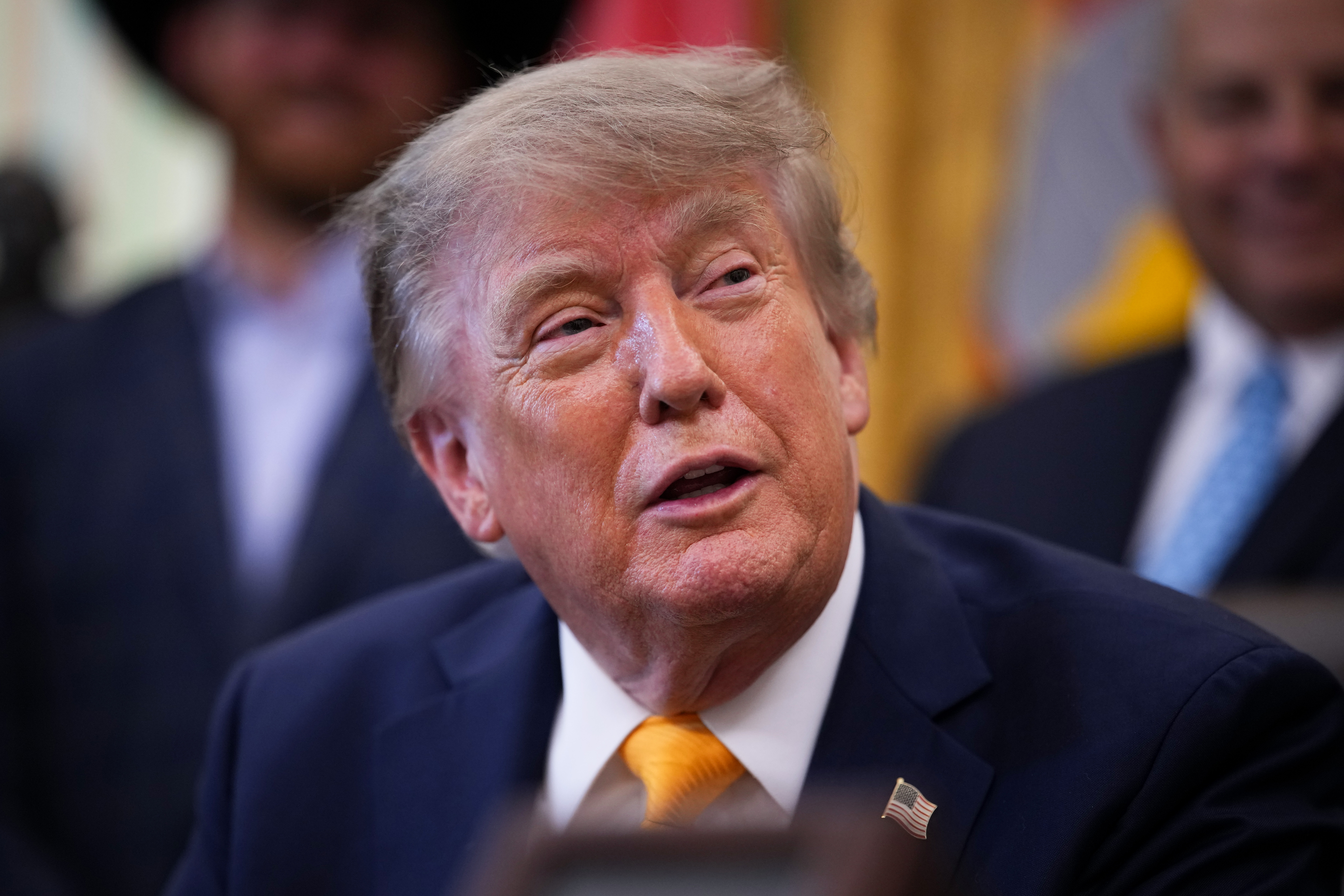 WASHINGTON, DC - SEPTEMBER 04: U.S. President Donald Trump speaks during an agriculture event in the Oval Office of the White House on September 04, 2026 in Washington, DC. President Trump introduced executive orders to allow cattle ranchers to process and sell their own food and gave ranchers the authority to protect themselves against Mexican gray wolves. (Photo by Andrew Harnik/Getty Images)