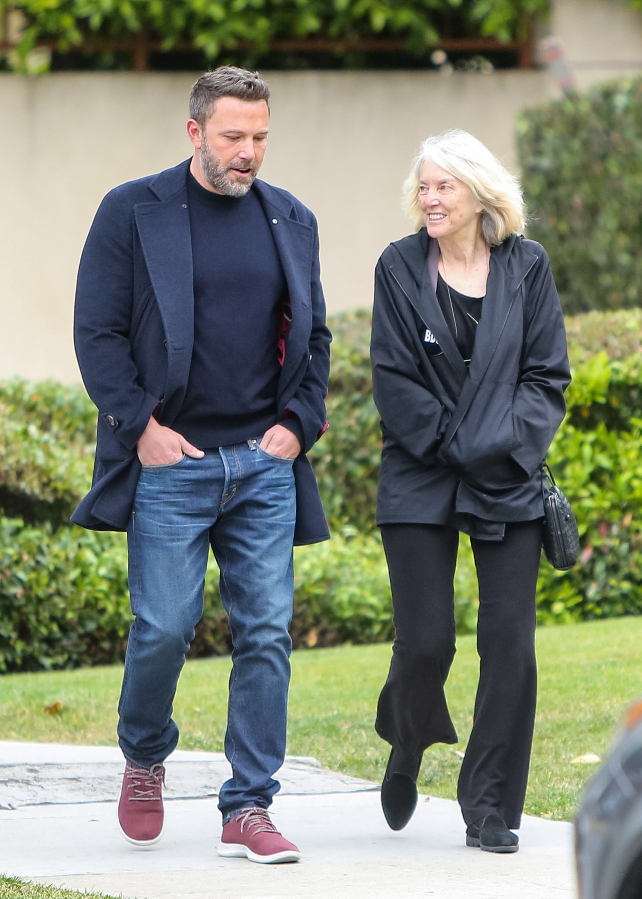 LOS ANGELES, CA - MAY 08: Ben Affleck and his mother, Christine Anne Boldt are seen on May 08, 2019 in Los Angeles, California.  (Photo by BG004/Bauer-Griffin/GC Images)