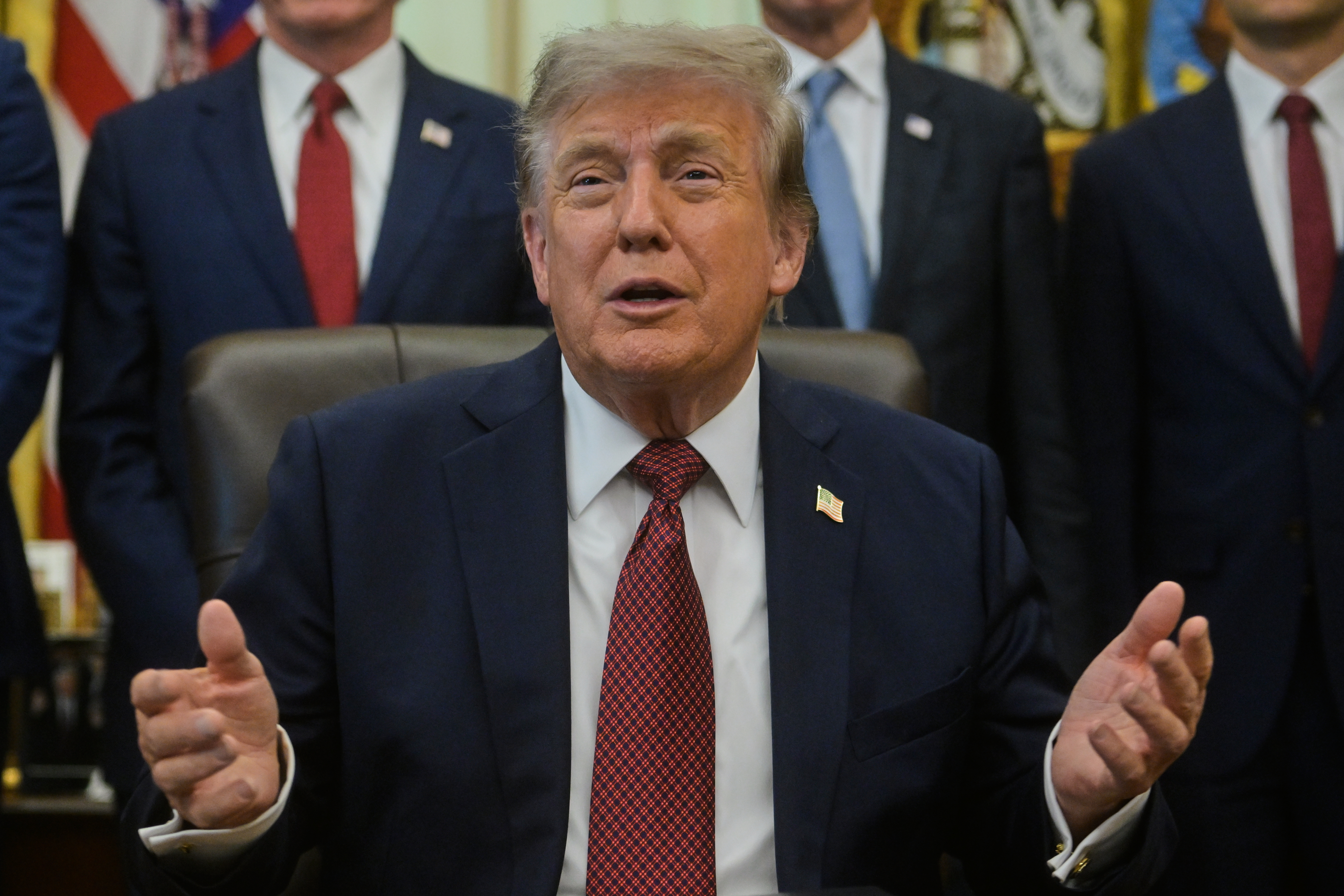 President Donald Trump speaks in the Oval Office of the White House, Friday, July 24, 2026, in Washington. (AP Photo/Rod Lamkey, Jr.)