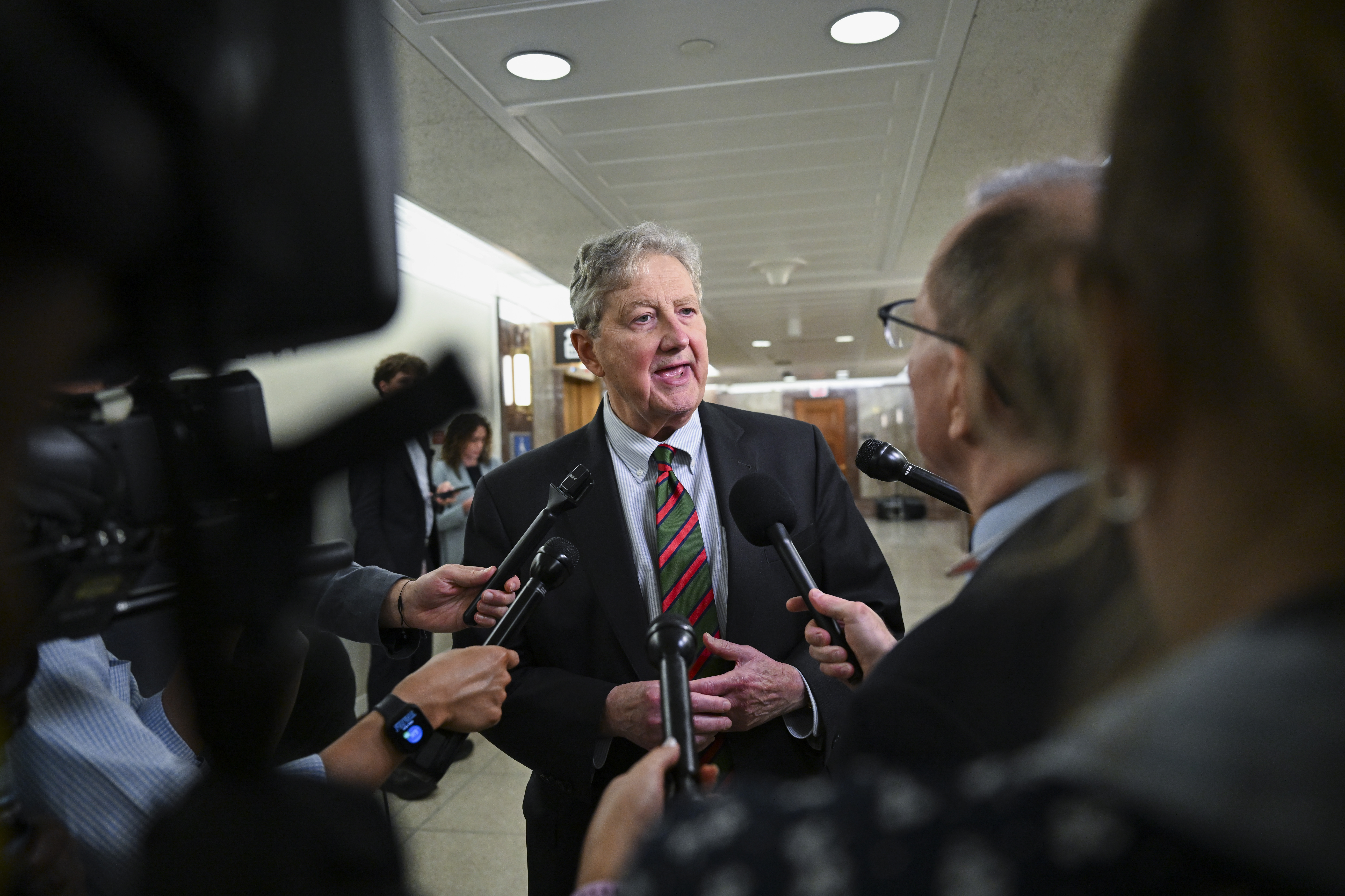 Senator John Kennedy (R-LA) speaks with journalists on September 16, 2026 at the Capitol in Washington, DC (Photo by Roberto Schmidt/Getty Images)