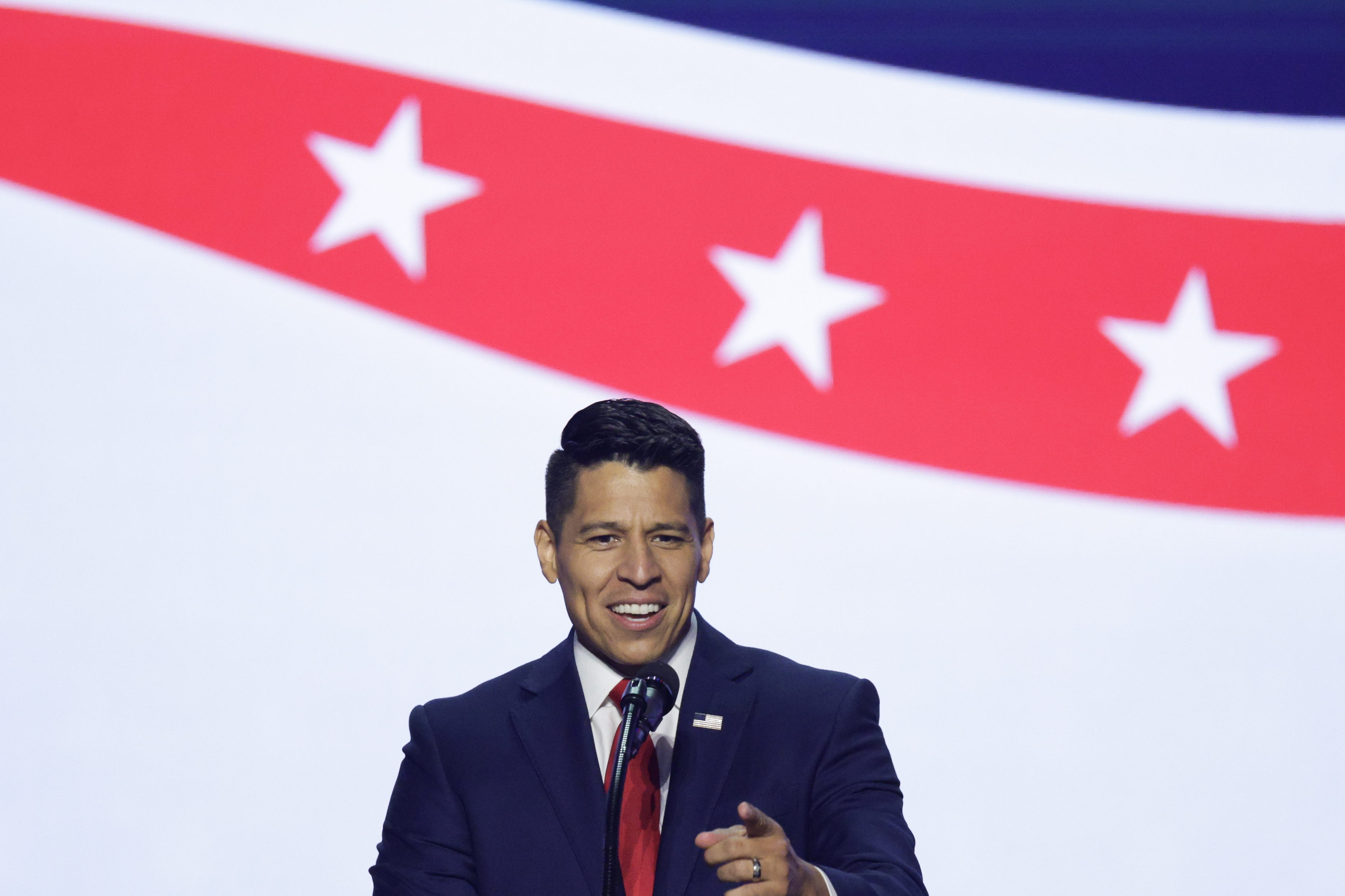 Texas Republican Congressional candidate Carlos De La Cruz speaks on the first day of the 2026 Republican National Convention at the American Airlines Center on September 09, 2026, in Dallas, Texas (Alex Wong/Getty Images)