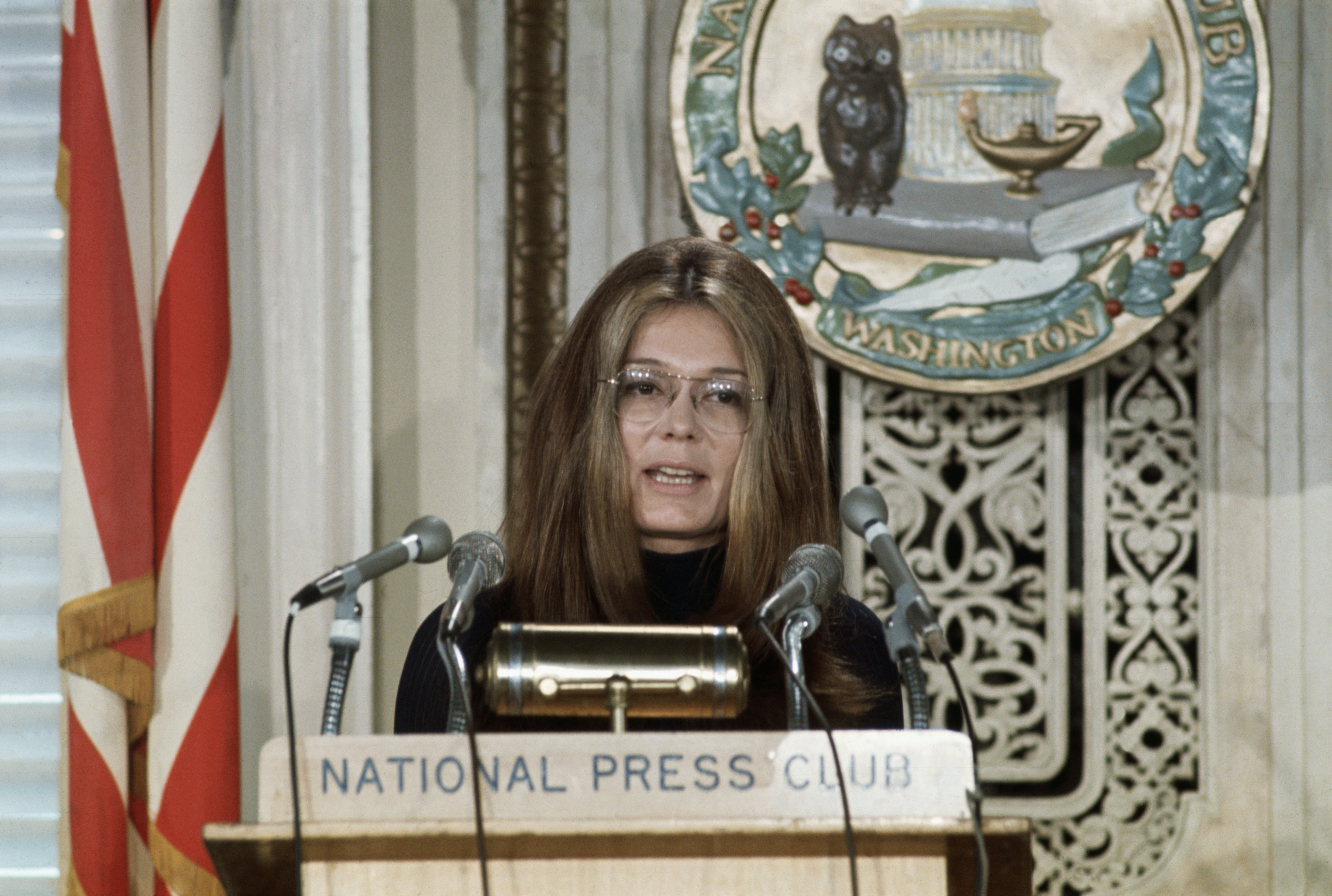 (Original Caption) Women's liberationist Gloria Steinem speaks at the National Press club.