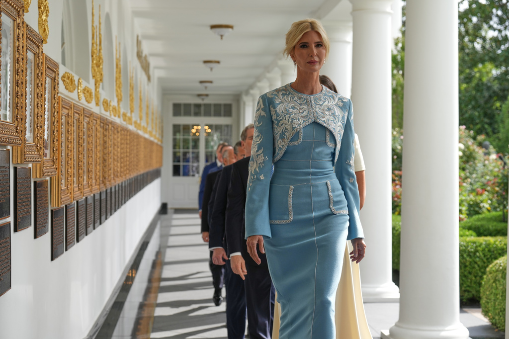 Ivanka Trump walks along the Colonnade before President Donald Trump and China's President Xi Jinping at the White House, Thursday, Sept. 24, 2026, in Washington. (AP Photo/Jacquelyn Martin)