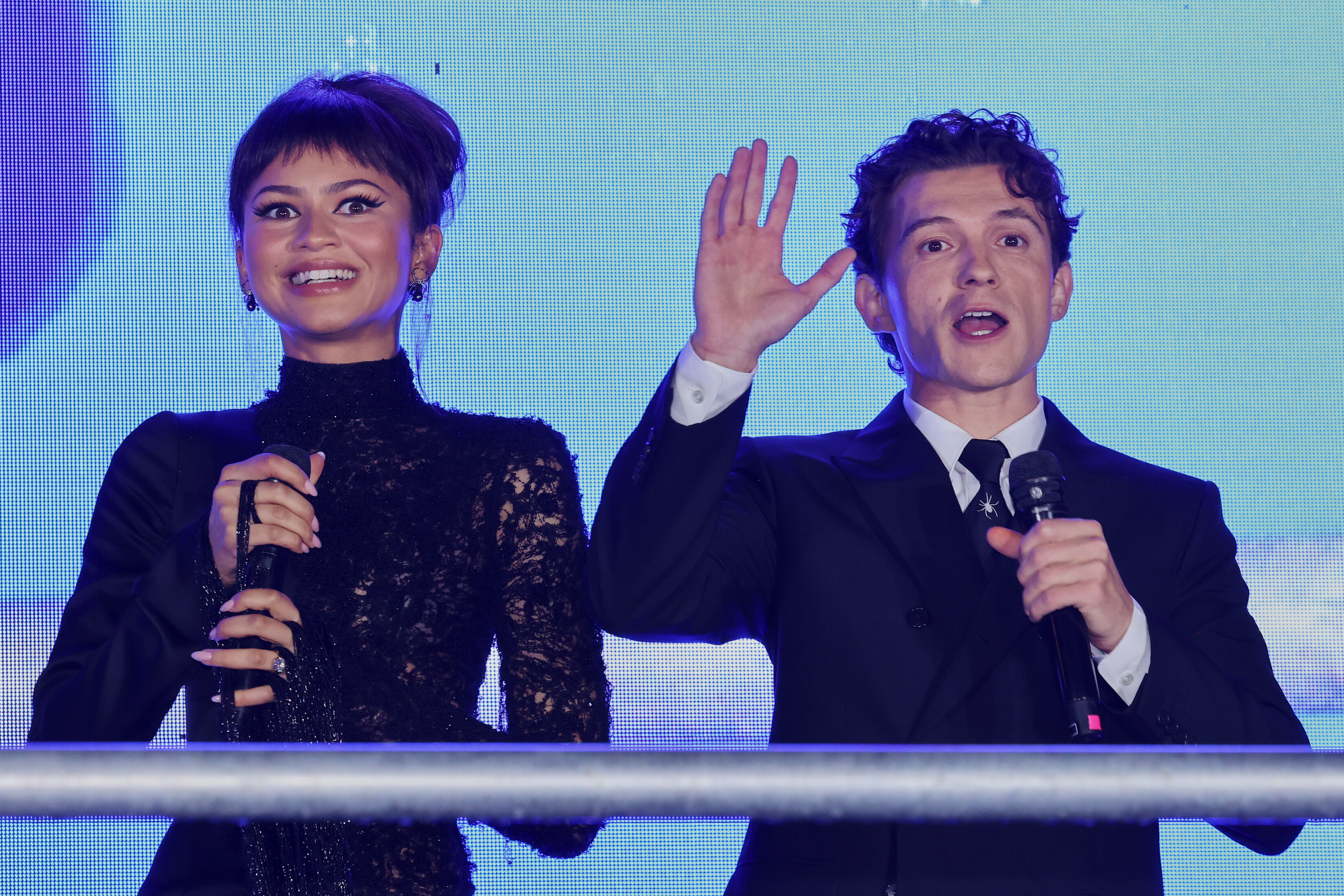 Zendaya and Tom Holland during the Red carpet arrivals for 'Spider-Man: Brand New Day' at Aztlan park on July 20, 2026 in Mexico City, Mexico. (Photo by Medios y Media/Getty Images)