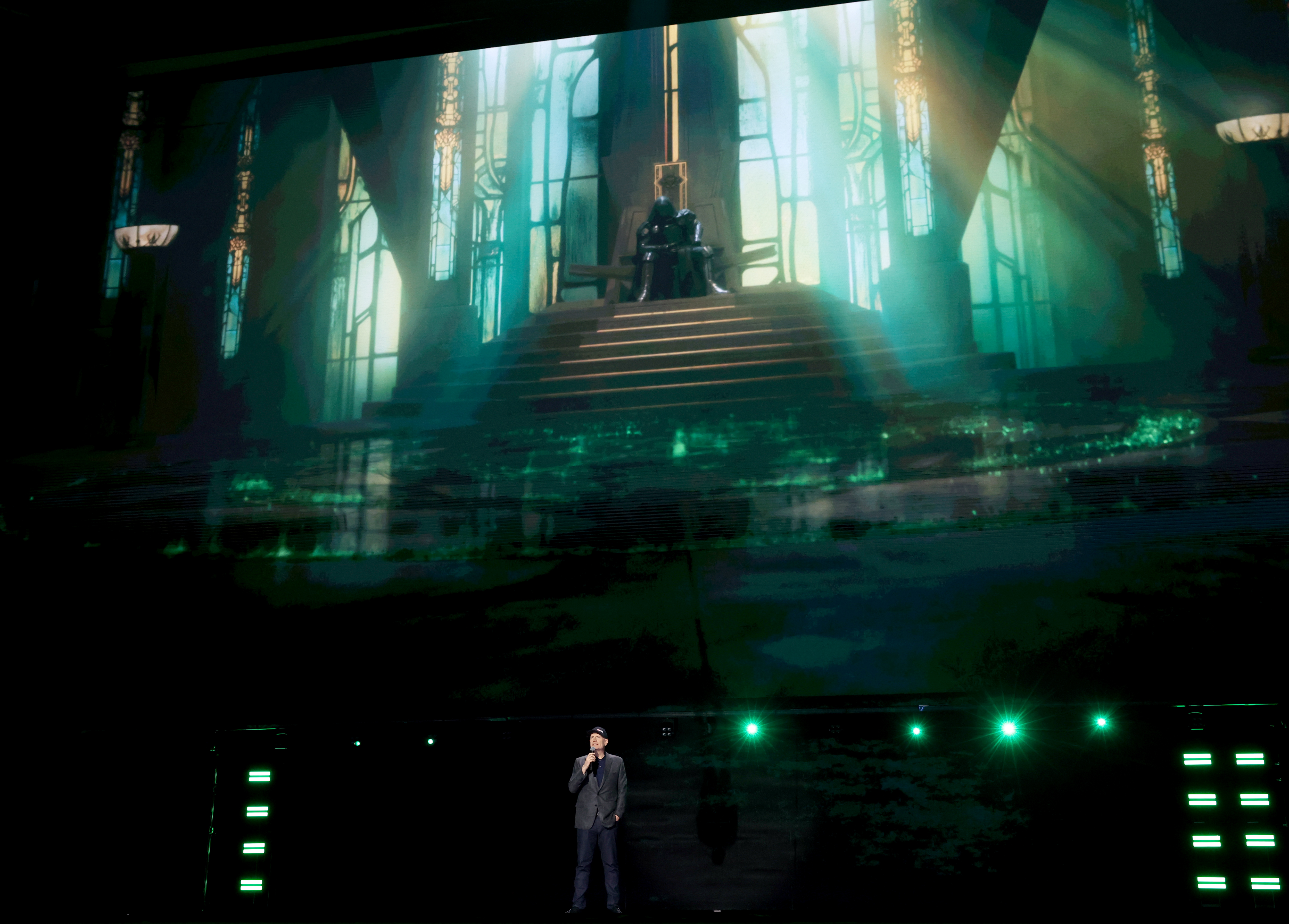 Kevin Feige, President, Marvel Studios, speaks onstage at the Disney Entertainment Showcase at D23: The Ultimate Disney Fan Event on August 14, 2026 in Anaheim, California (Jesse Grant/Getty Images for Disney)