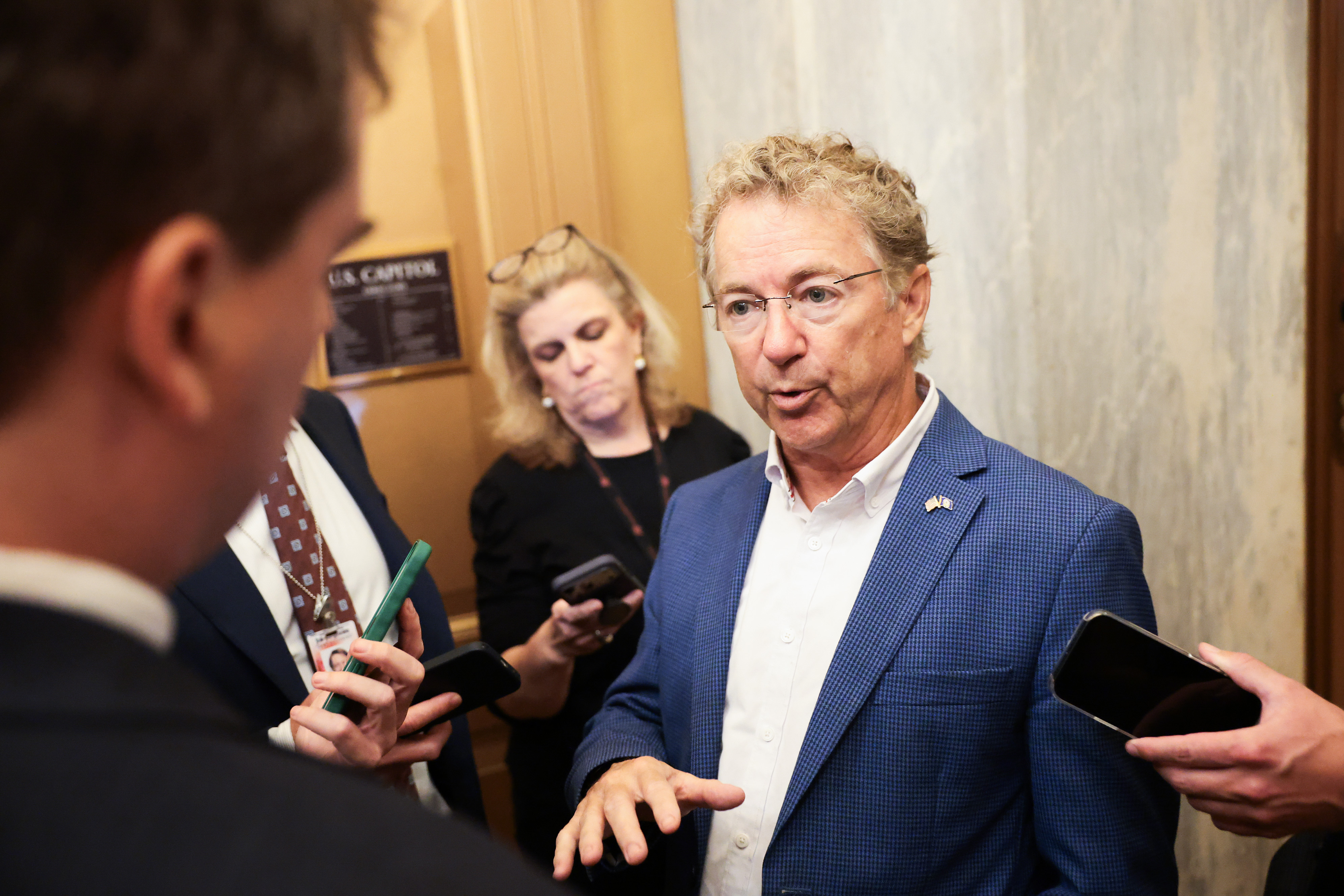 WASHINGTON, DC - JULY 13: U.S. Sen. U.S. Sen. Rand Paul (R-KY) speaks to reporters during a vote in the U.S. Capitol Building on July 13, 2026 in Washington, DC. U.S. Senators faced questions from reporters after two weeks of recess and being in their home states. (Photo by Anna Moneymaker/Getty Images)