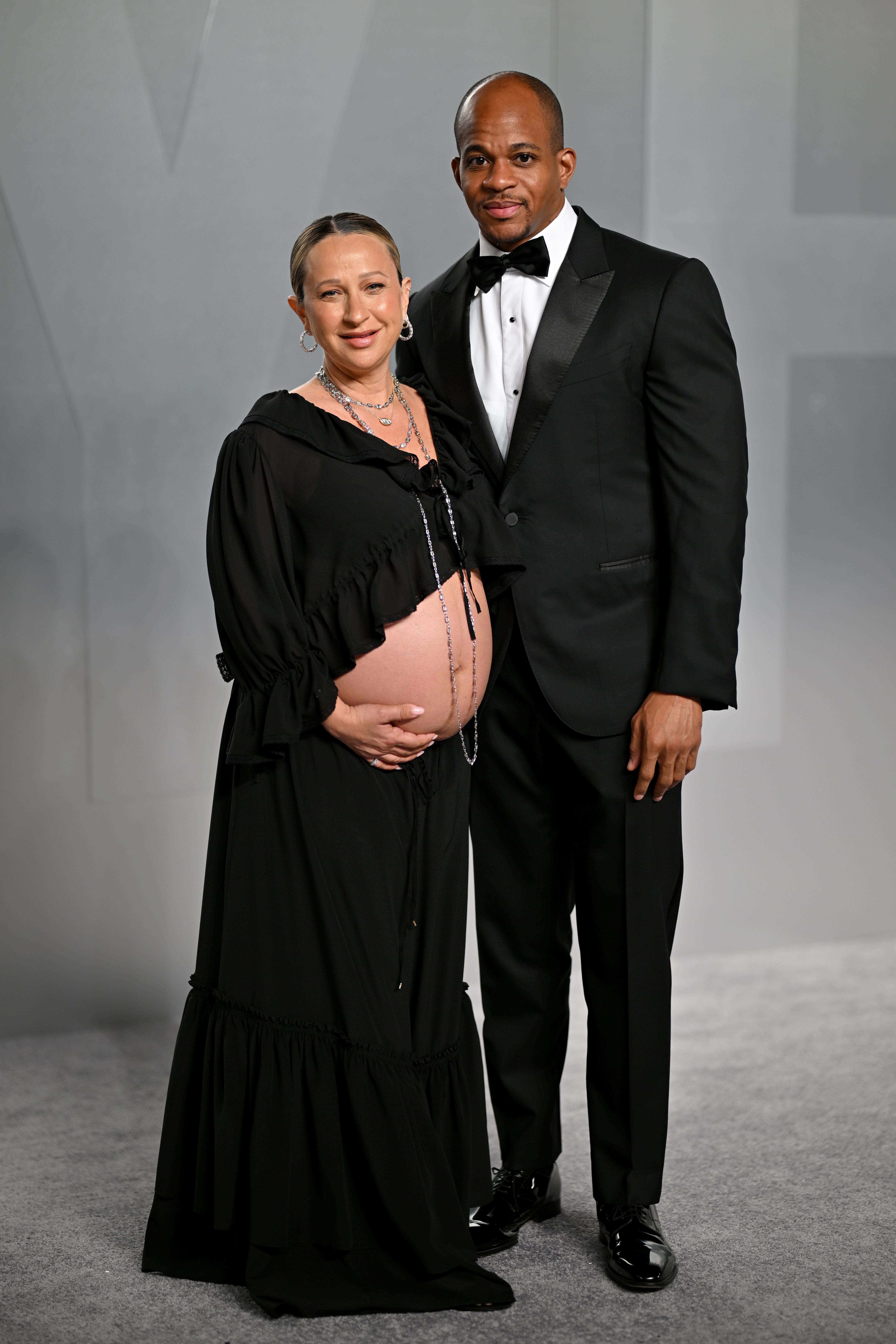 LOS ANGELES, CALIFORNIA - MARCH 15: Jennifer Meyer, Geoffrey Ogunlesi attend the 2026 Vanity Fair Oscar Party hosted by Mark Guiducci at Los Angeles County Museum of Art on March 15, 2026 in Los Angeles, California. (Photo by Lionel Hahn/Getty Images)