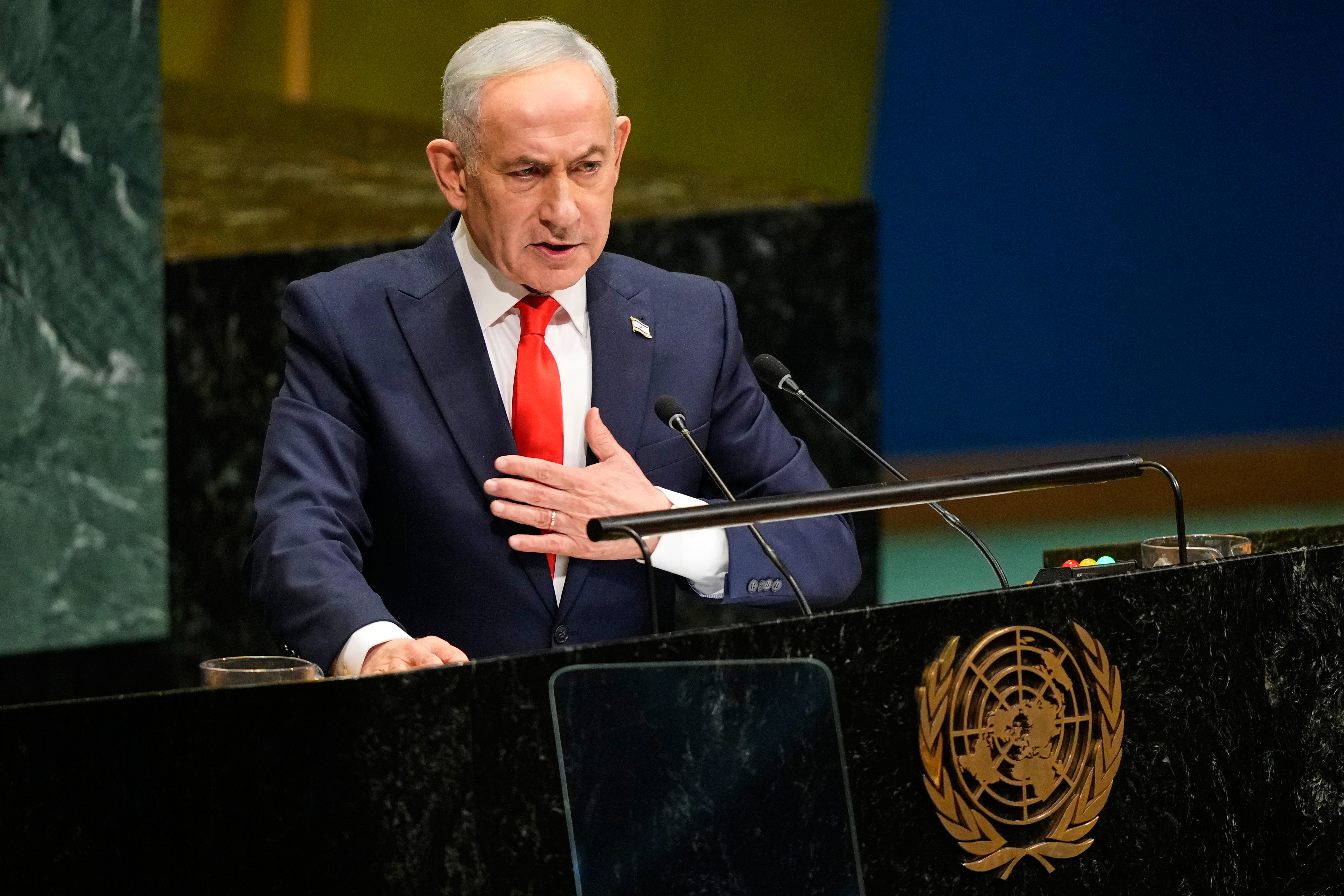 Israeli Prime Minister Benjamin Netanyahu speaks during the 81st session of the United Nations General Assembly at United Nations headquarters, Thursday, Sept. 24, 2026. (AP Photo/Yuki Iwamura)