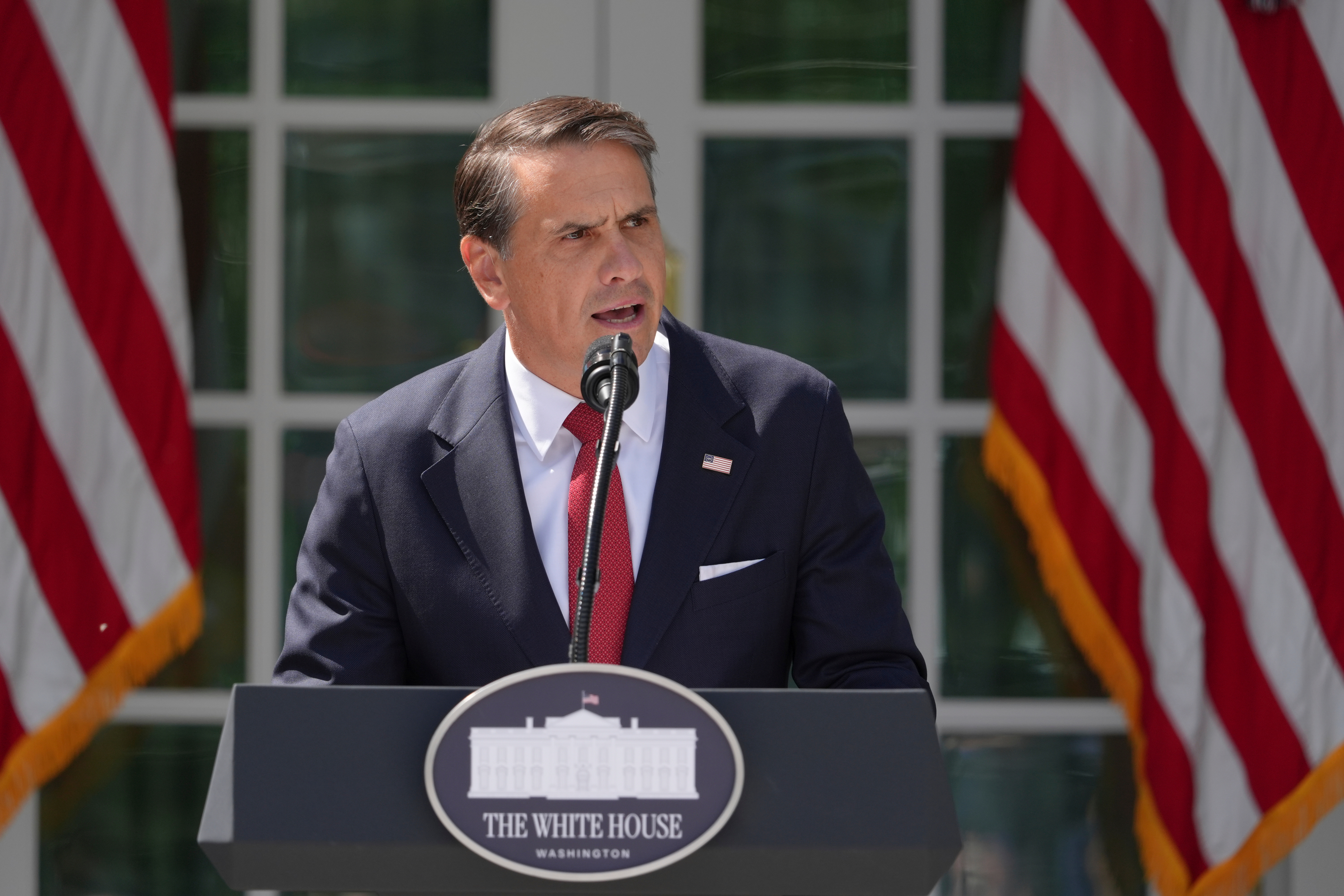 U.S. Attorney General Todd Blanche speaks during a news briefing in the Rose Garden of the White House, Tuesday, Sept. 15, 2026, in Washington. (AP Photo/Jacquelyn Martin)