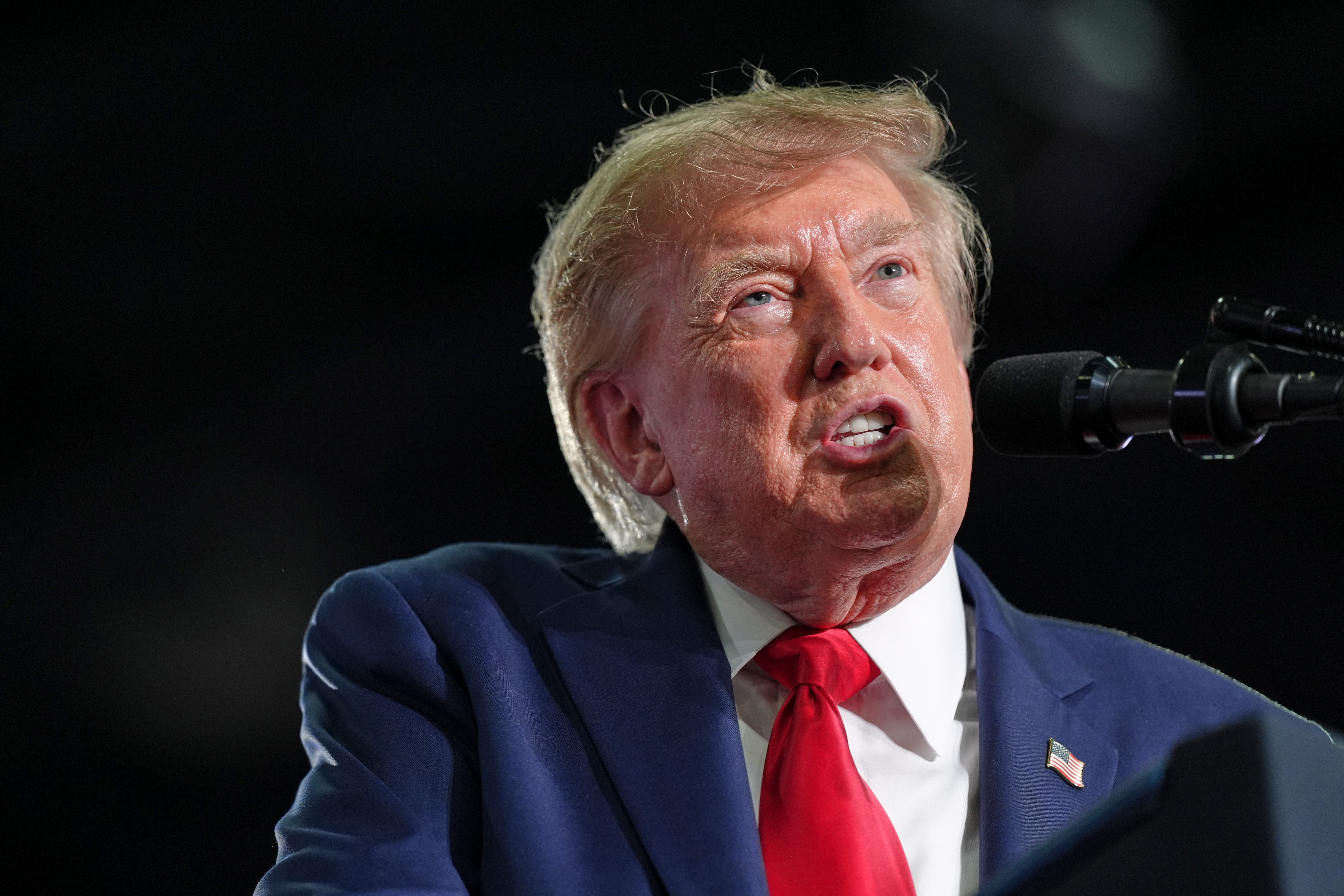 President Donald Trump speaks at a campaign rally for Sen. Darline Graham, R-S.C., at the Myrtle Beach Convention Center in Myrtle Beach, S.C., Friday, Aug. 21, 2026. (AP Photo/Jacquelyn Martin)