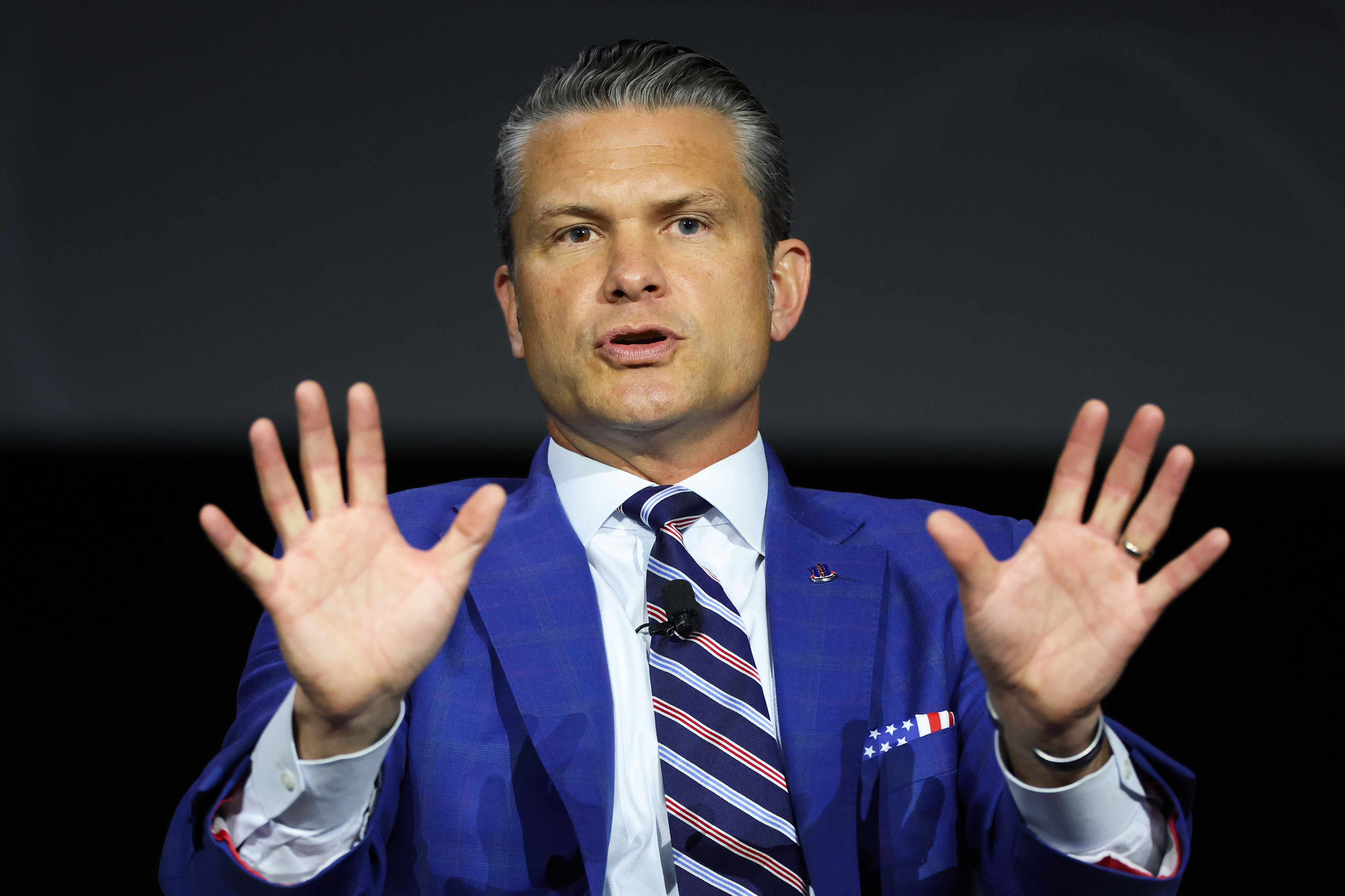 WASHINGTON, DC - OCTOBER 14: U.S. Secretary of War Pete Hegseth speaks while participating in a discussion during the U.S. Army's 2026 Annual Meeting and Exposition at the Walter E. Washington Convention Center on October 14, 2026 in Washington, DC. Secretary Hegseth participated in a discussion on the future of autonomous warfare. (Photo by Kevin Dietsch/Getty Images)