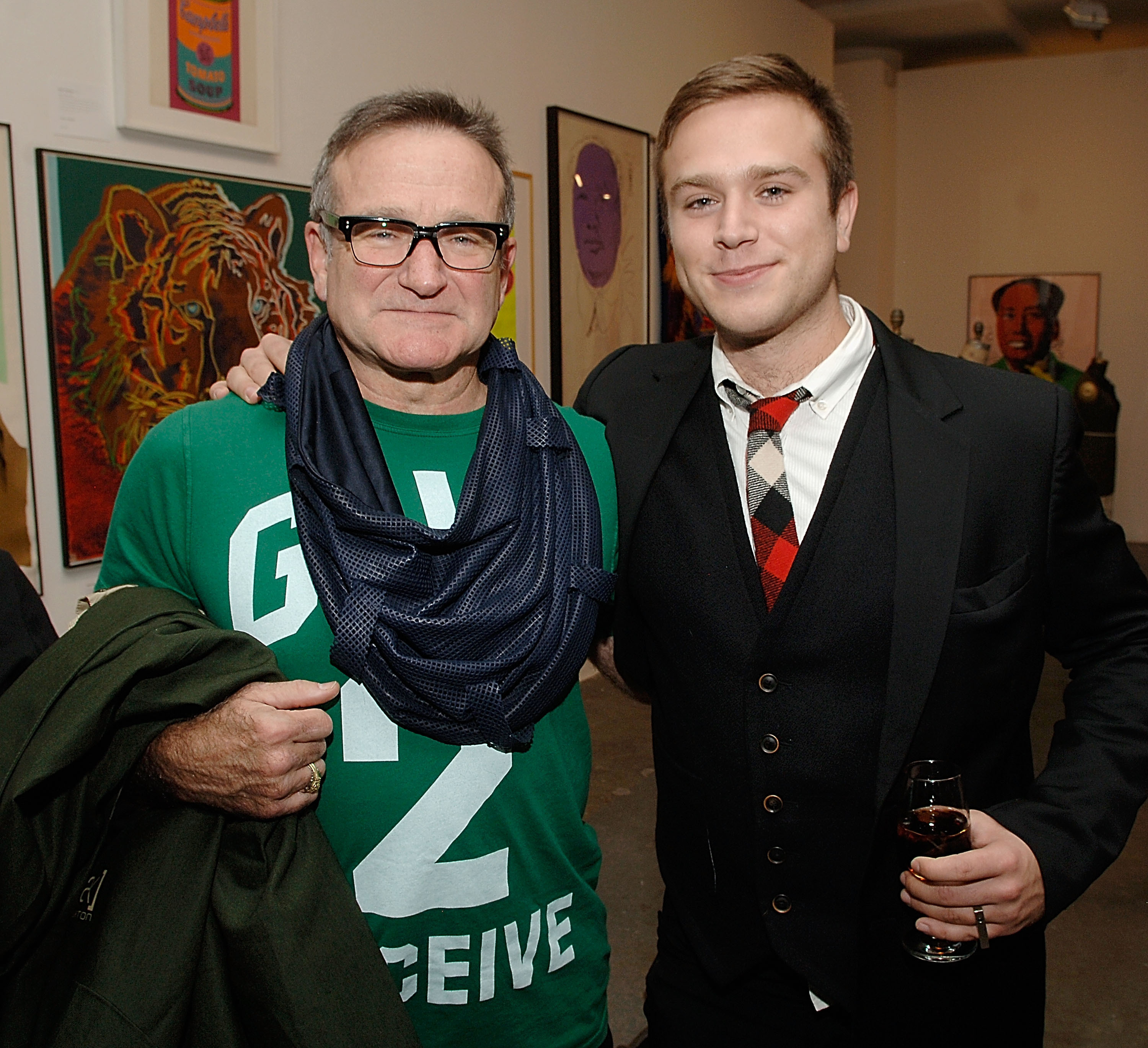 Robin Williams and Zak Williams attend the Timo Pre Fall 2009 Launch with Interview Magazine at Phillips De Pury on November 18, 2008 in New York City.