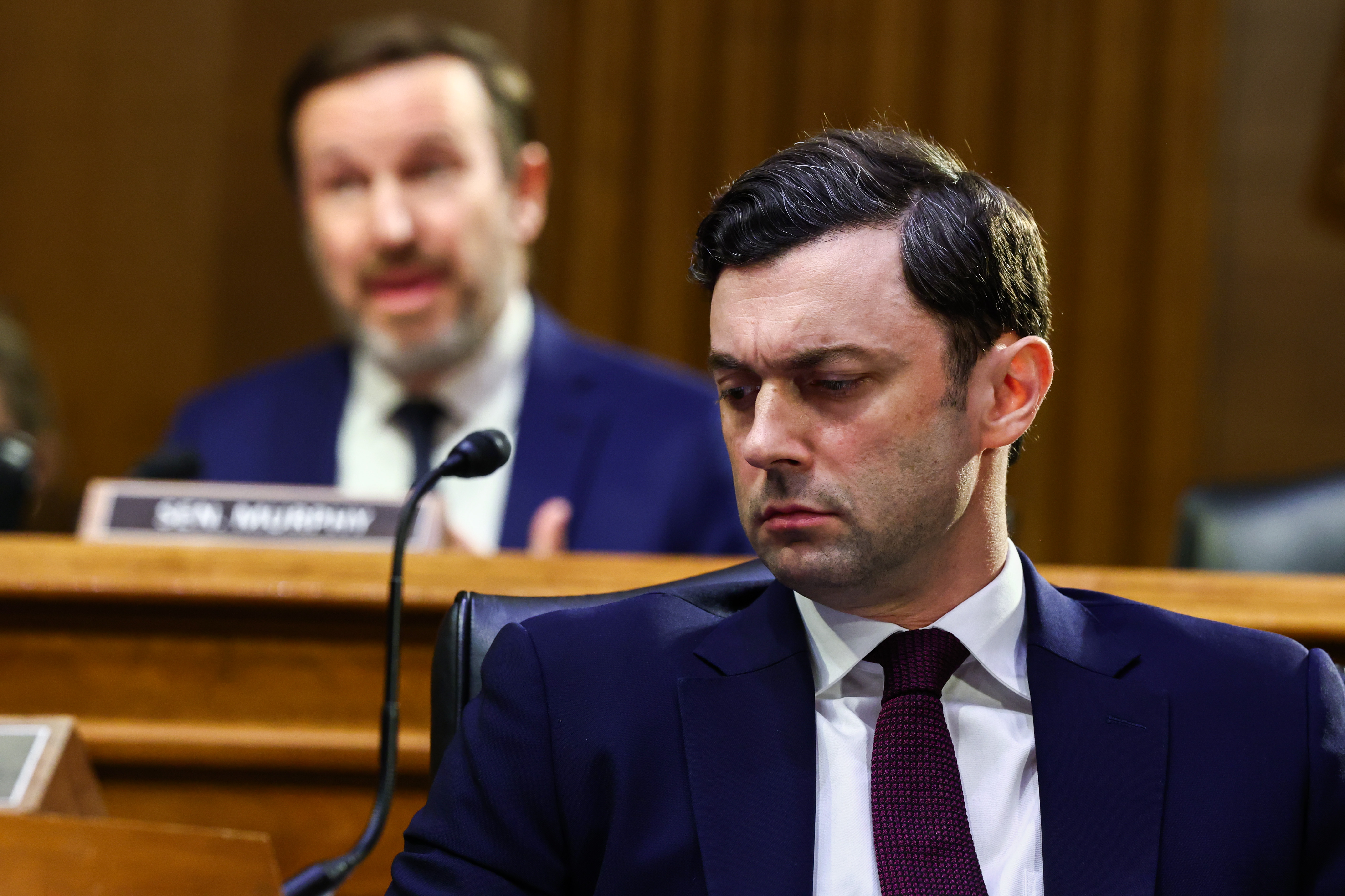 WASHINGTON, DC - JULY 21: U.S. Sen. Jon Ossoff (D-GA) speaks during a Senate Appropriations committee in the Dirksen Senate Office Building on July 21, 2026 in Washington, DC. Members of the Trump administration appeared before the committee to request supplemental funding amid a recent escalation in the war with Iran. (Photo by Finn Gomez/Getty Images)