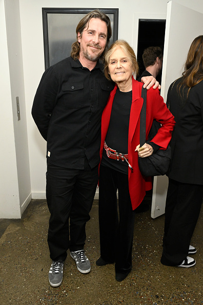 NEW YORK, NEW YORK - NOVEMBER 29: Christian Bale and  Gloria Steinem attend Netflix's The Pale Blue Eye New York Tastemaker Screening at The Metrograph on November 29, 2022 in New York City. (Photo by Daniel Zuchnik/Getty Images for Netflix)