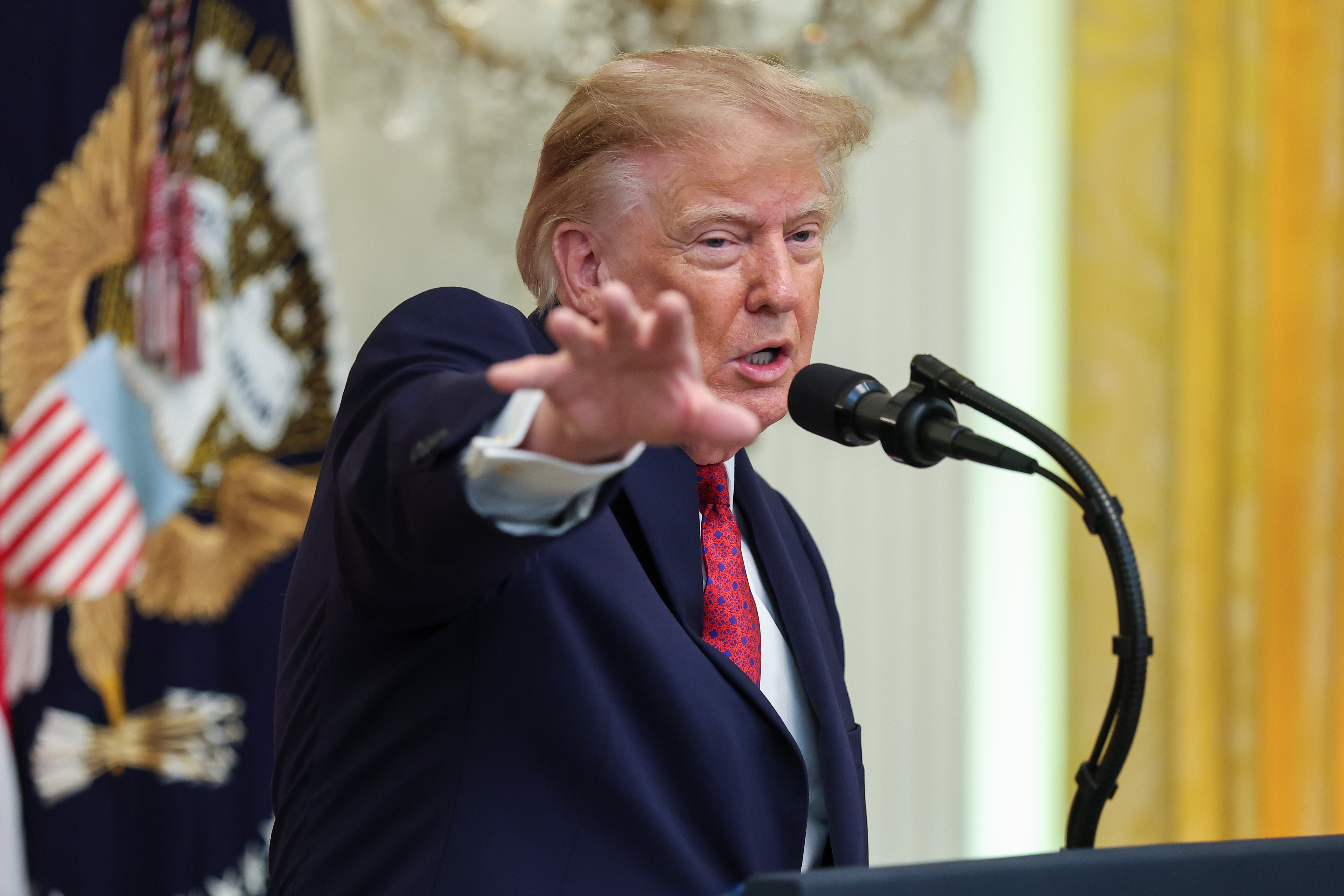 President Donald Trump speaks during a Hispanic Heritage Month celebration event in the East Room of the White House on September 30, 2026 in Washington, DC (Photo by Kevin Dietsch/Getty Images)