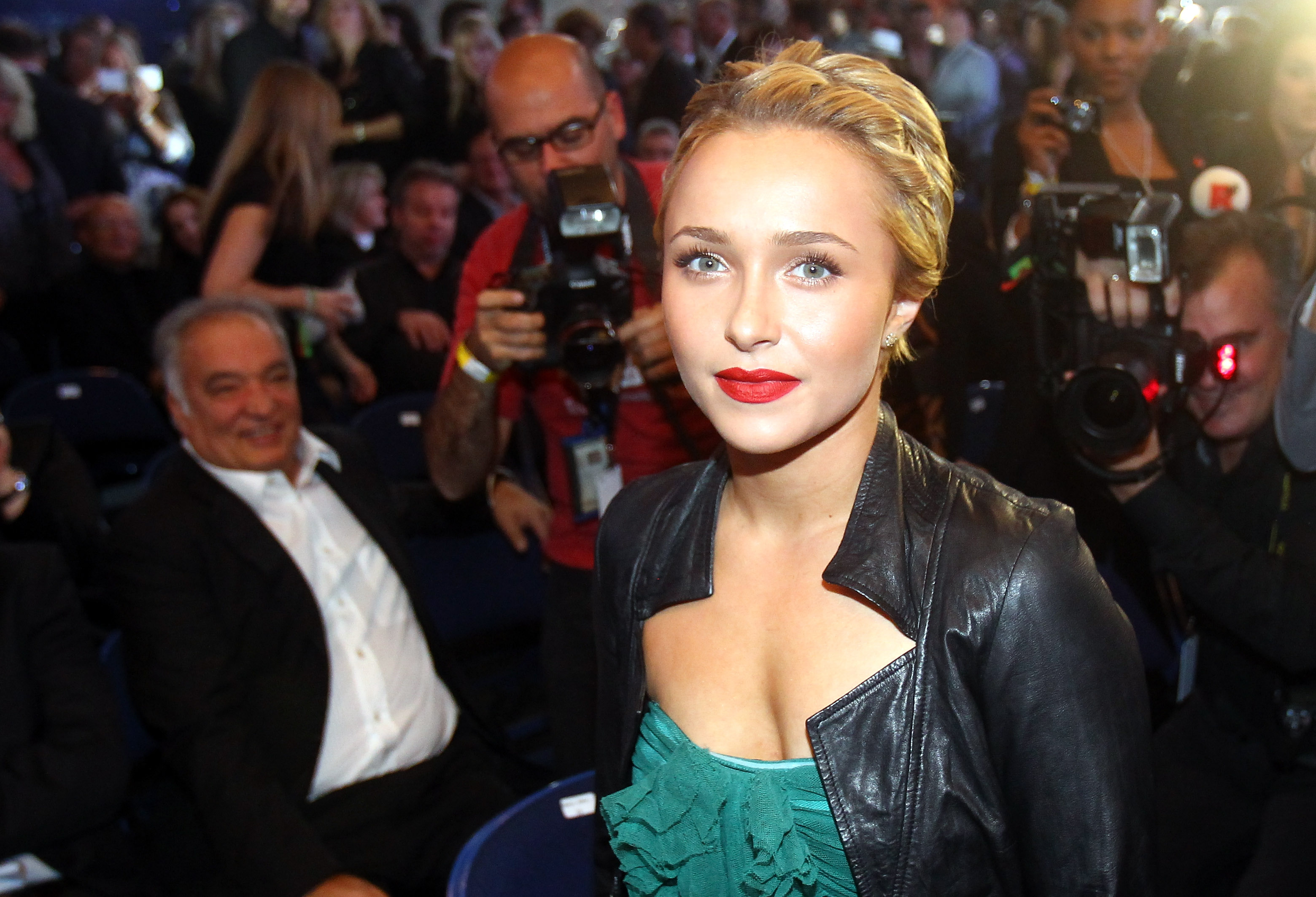 HAMBURG, GERMANY - OCTOBER 16: Hayden Panettiere girlfriend of Wladimir Klitschko poses before the WBC Heavyweight World Championship fight between Vitali Klitschko of Ukraine and Shannon Briggs of USA at O2 world on October 16, 2010 in Hamburg, Germany. (Photo by Martin Rose/Bongarts/Getty Images)