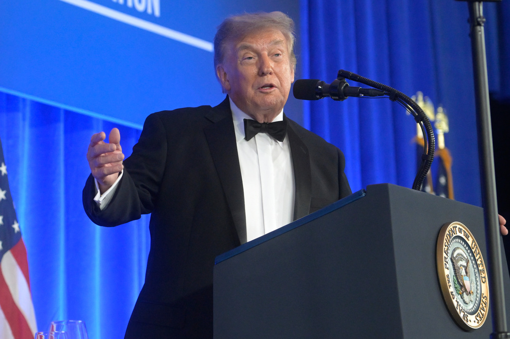 President Donald Trump speaks at the White House Correspondents' Association dinner at the Waldorf Astoria Washington DC, Friday, July 24, 2026, in Washington. (AP Photo/Rod Lamkey, Jr.)