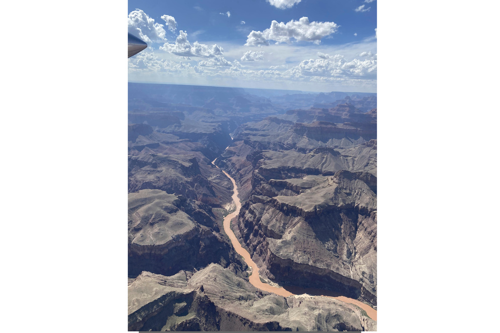 This photo shows Grand Canyon National Park in northern Arizona on Sunday, Aug. 30, 2026, after it was hit by heavy flooding a day earlier. (Craig Sanderson via AP)