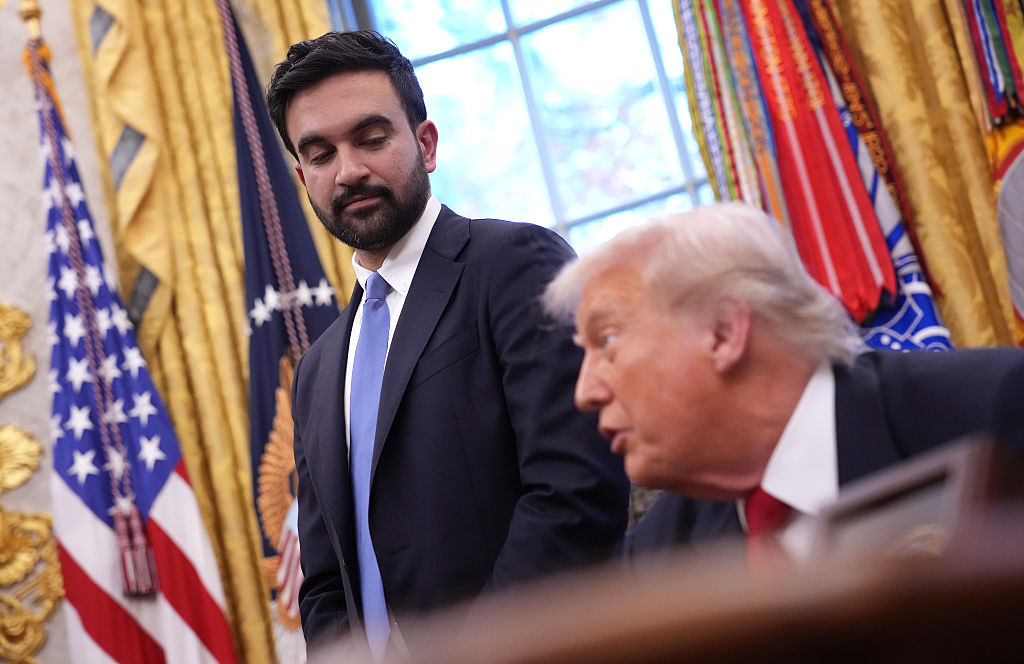 WASHINGTON, DC - NOVEMBER 21: U.S. President Donald Trump meets with New York City Mayor-elect Zohran Mamdani (L) in the Oval Office of the White House on November 21, 2025 in Washington, DC. Trump congratulated Mamdani on his election win as the two political opponents met to discuss policies for New York City, including affordability, public safety, and immigration enforcement. (Photo by Andrew Harnik/Getty Images)