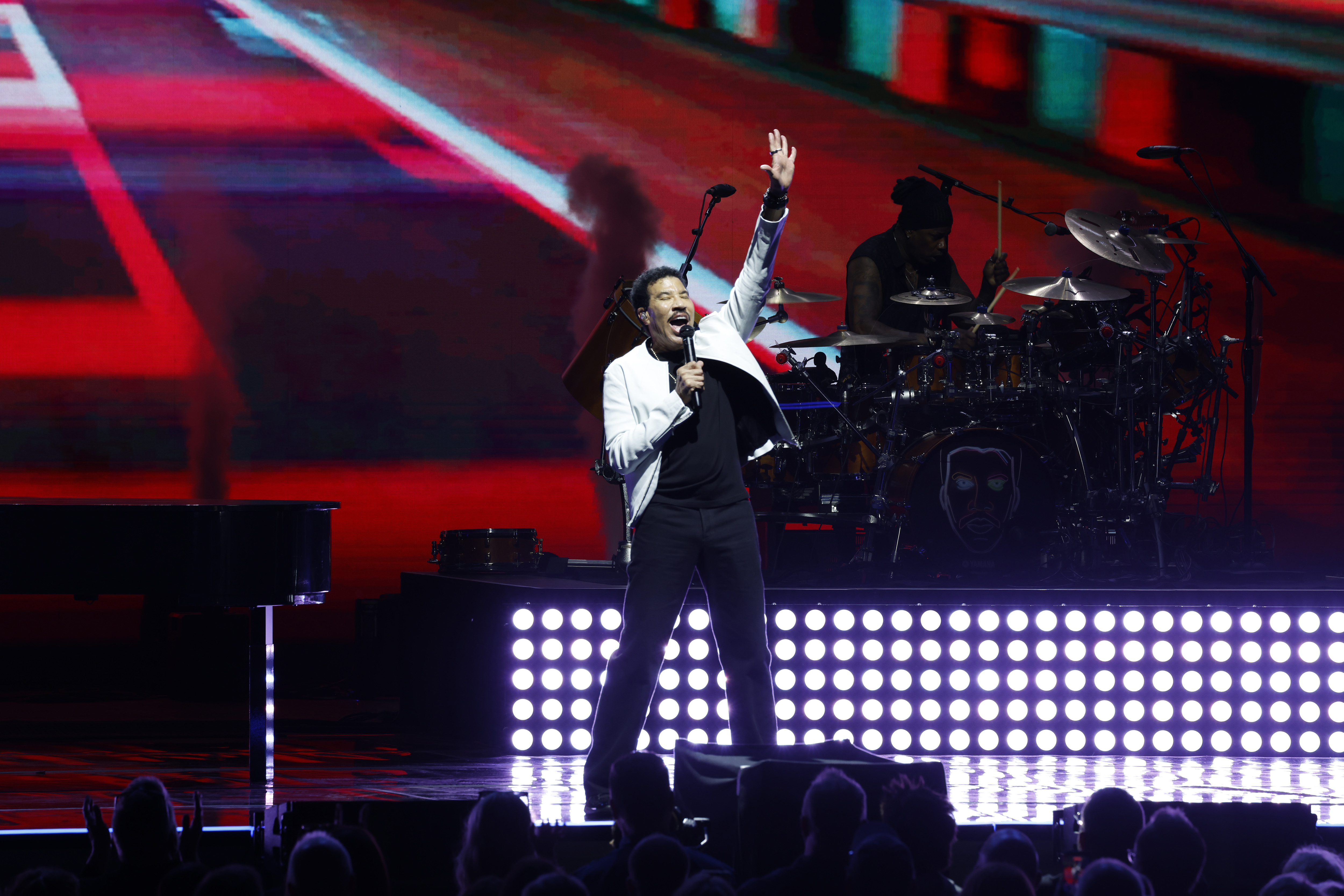 GRAND RAPIDS, MICHIGAN - MAY 15: Music legend and Acrisure brand ambassador Lionel Richie headlines the Acrisure Amphitheater Opening Concert on May 15, 2026 in Grand Rapids, Michigan. (Photo by Jeff Schear/Getty Images for Acrisure Amphitheater)