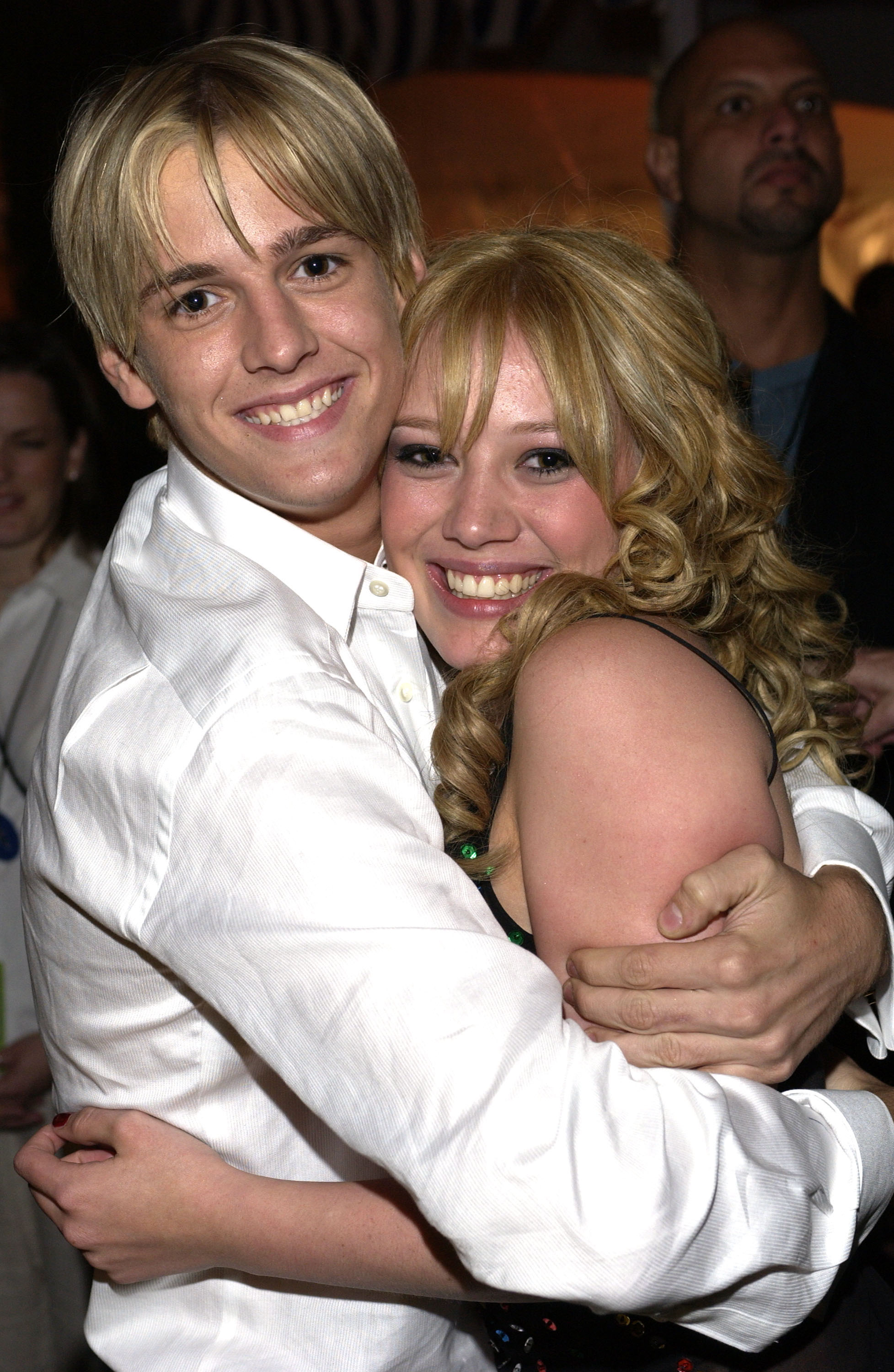 Aaron Carter and Hilary Duff during The Lizzie McGuire Movie-Premiere After Party at The El Capitan Theater in Hollywood, CA, United States. (Photo by L. Cohen/WireImage)