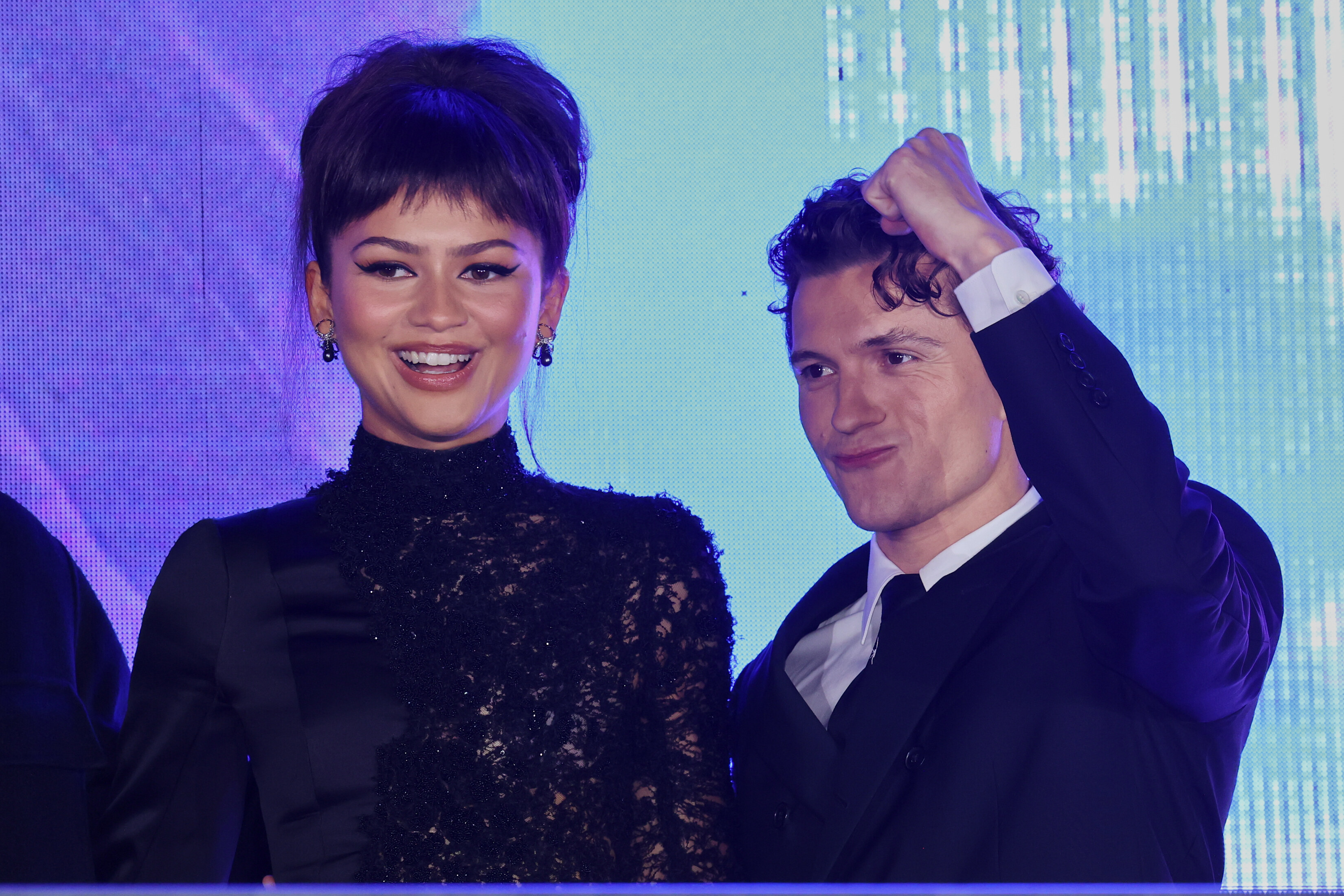 Zendaya and Tom Holland during the Red carpet arrivals for 'Spider-Man: Brand New Day' at Aztlan park on July 20, 2026 in Mexico City, Mexico. (Photo by Medios y Media/Getty Images)