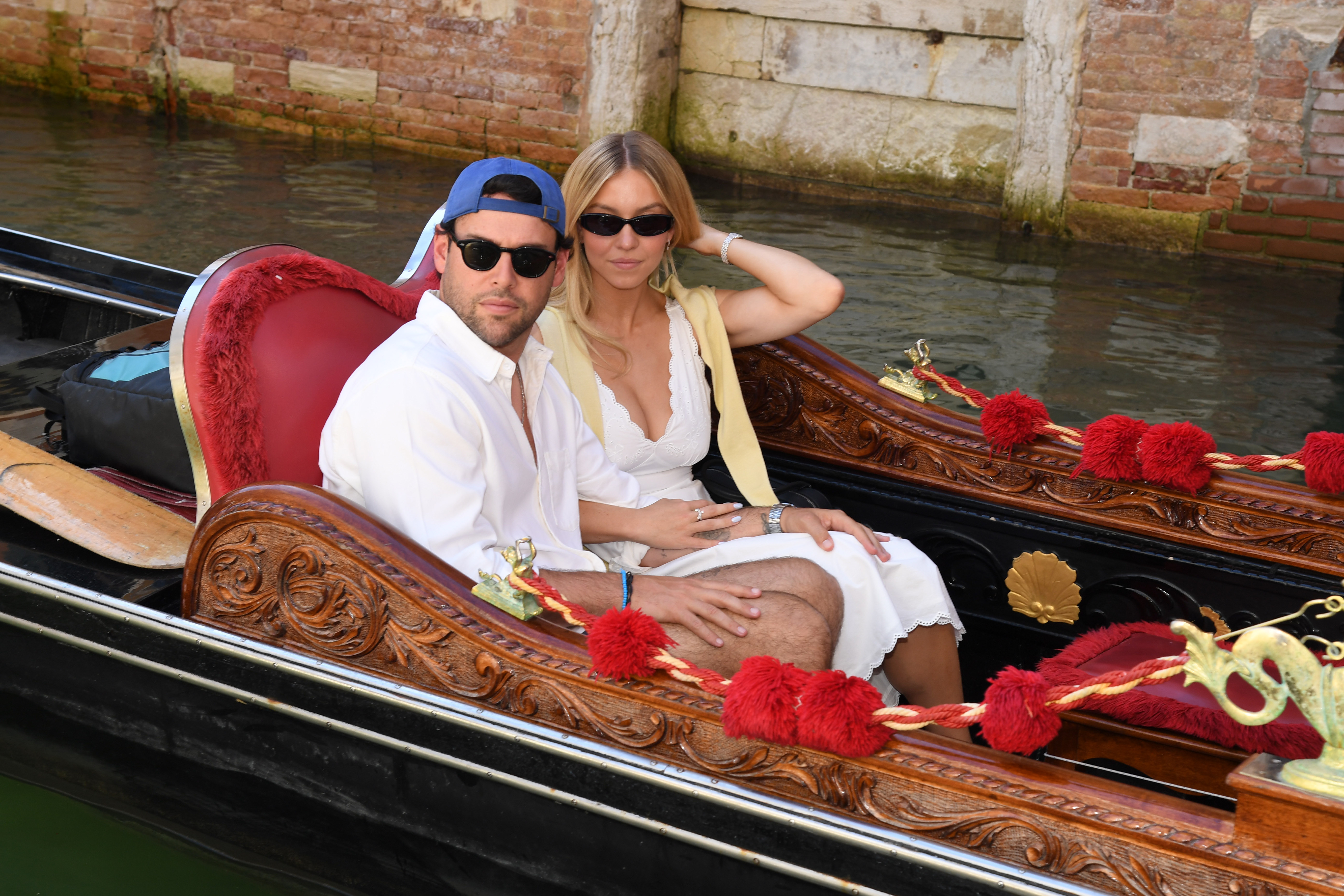 VENICE, ITALY - SEPTEMBER 03: Sydney Sweeney and Scooter Braun are seen during the 83rd Venice International Film Festival on September 03, 2026 in Venice, Italy. (Photo by Luigi Iorio/GC Images)